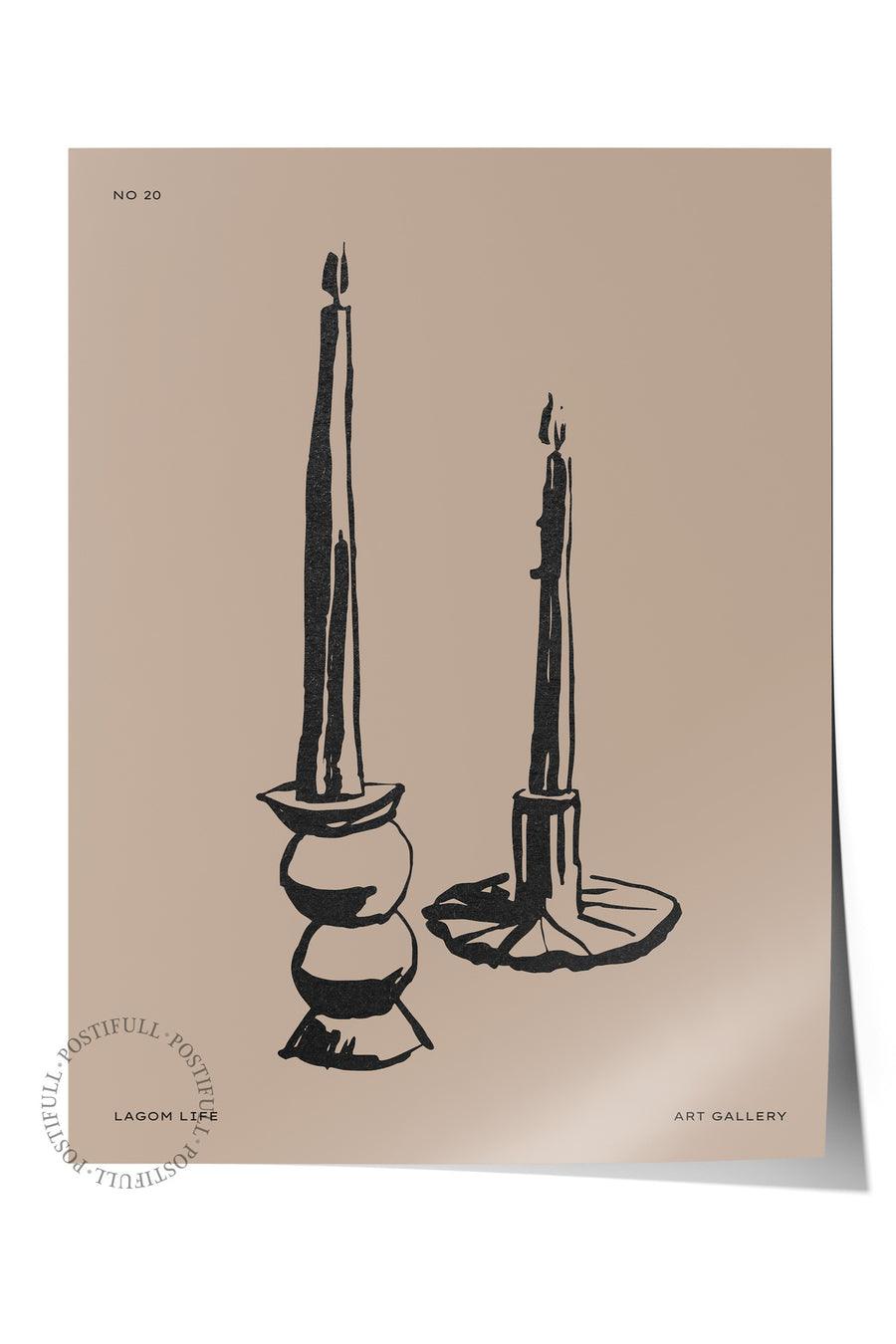 İki Mumlu Şamdan Çizimi Bohem & Boho Çerçevesiz Poster