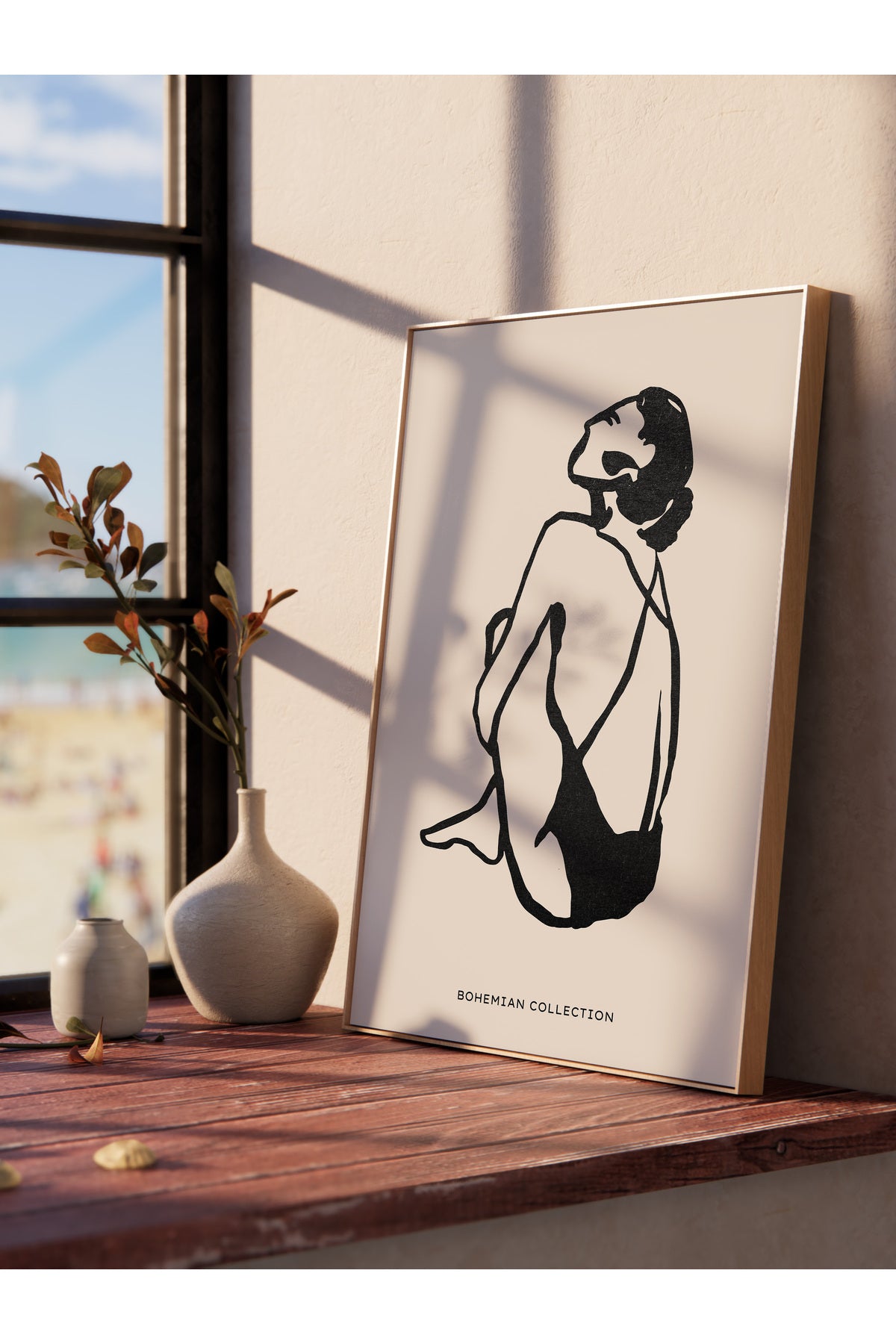 Soft Boho Çerçevesiz Duvar Posteri, İskandinav Temalı Poster - Salon, Mutfak ve Yatak Odası Dekoru