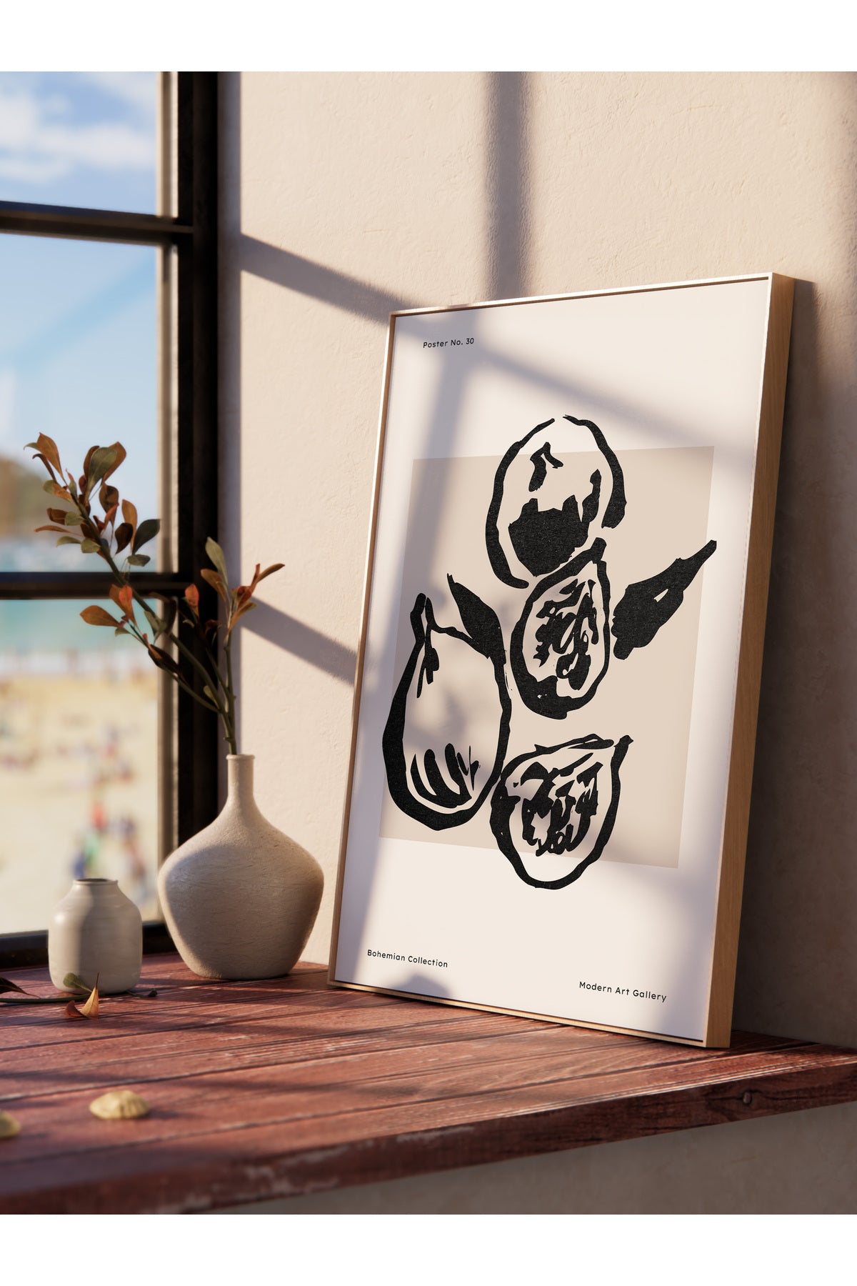 Soft Boho Çerçevesiz Duvar Posteri, İskandinav Temalı Poster - Salon, Mutfak ve Yatak Odası Dekoru