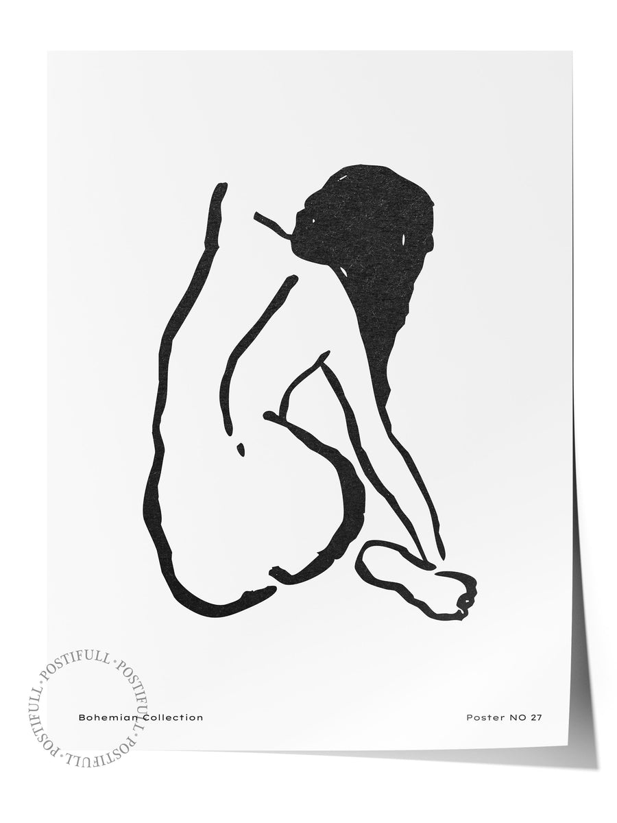 Farklı Tonlarda Kadın Figürü Çizimi Bohem & Boho Çerçevesiz Poster