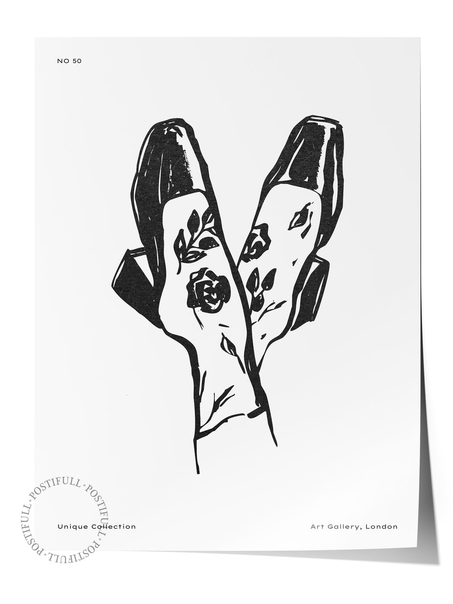 Çiçek Desenli Topuklu Ayakkabı Çizimi Bohem & Boho Çerçevesiz Poster