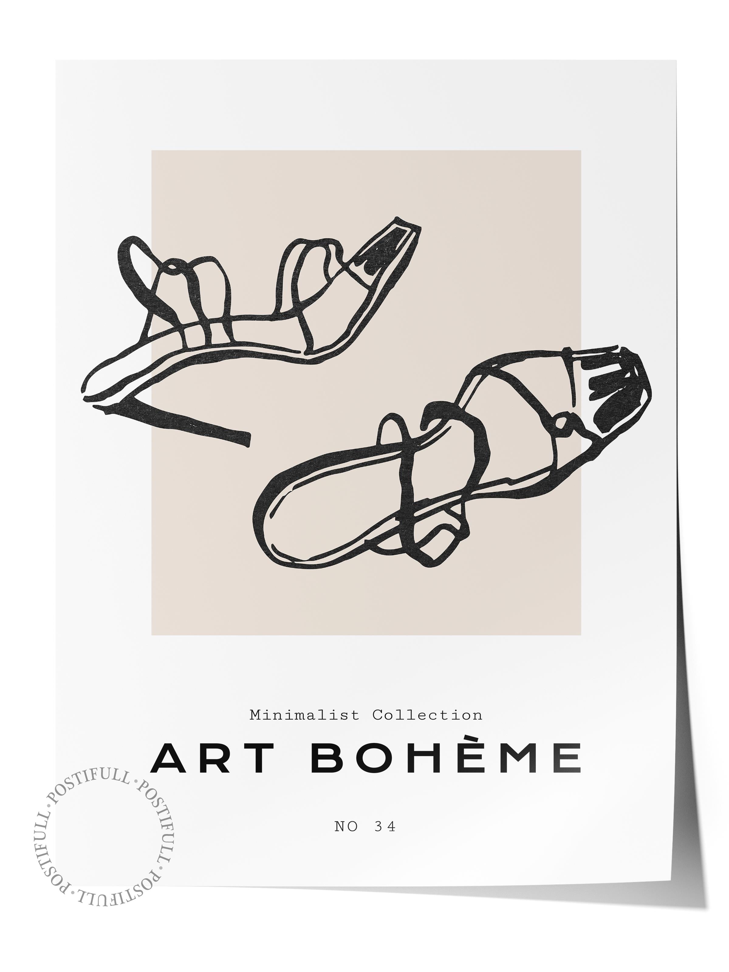 Soft Boho Çerçevesiz Duvar Posteri, İskandinav Temalı Poster - Salon, Mutfak ve Yatak Odası Dekoru