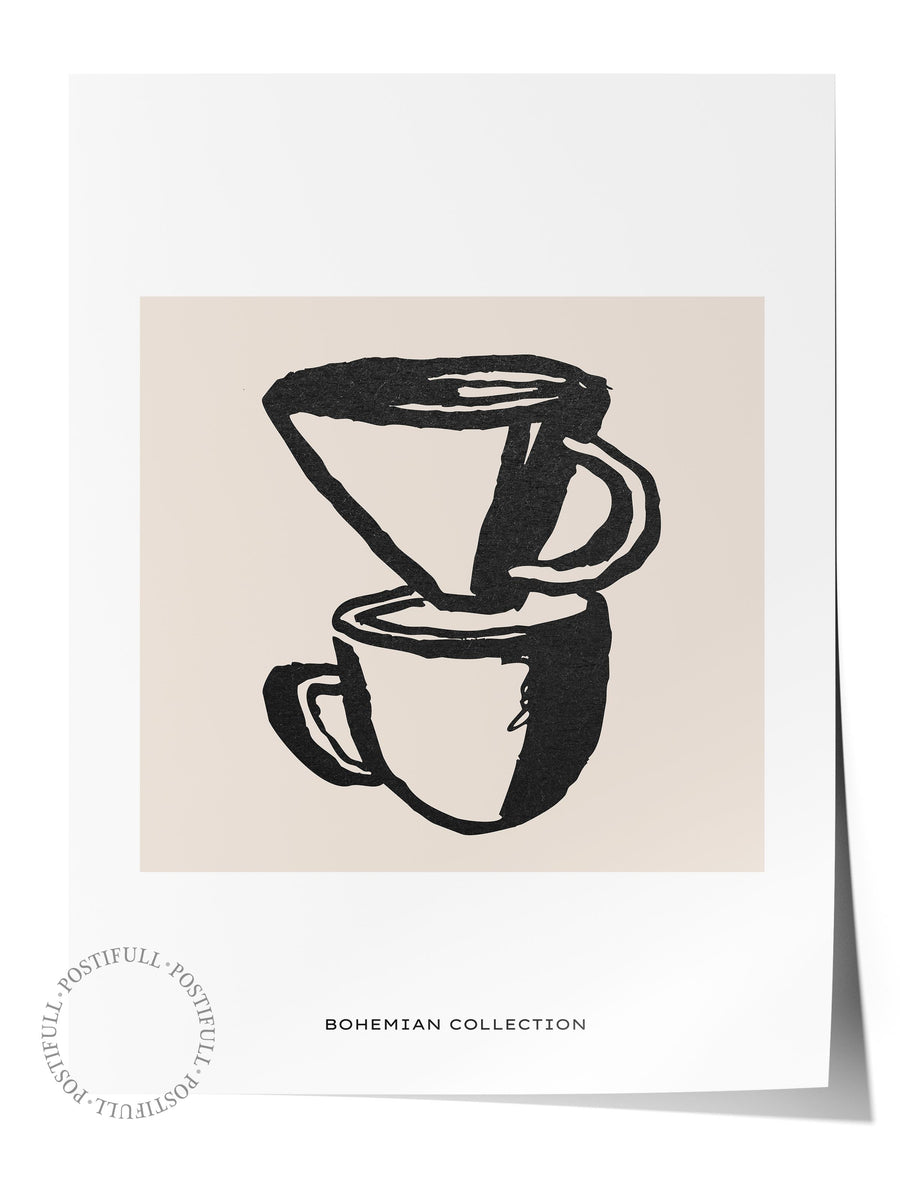 Kahve Fincanı ve Filtre Bohem & Boho Çerçevesiz Poster