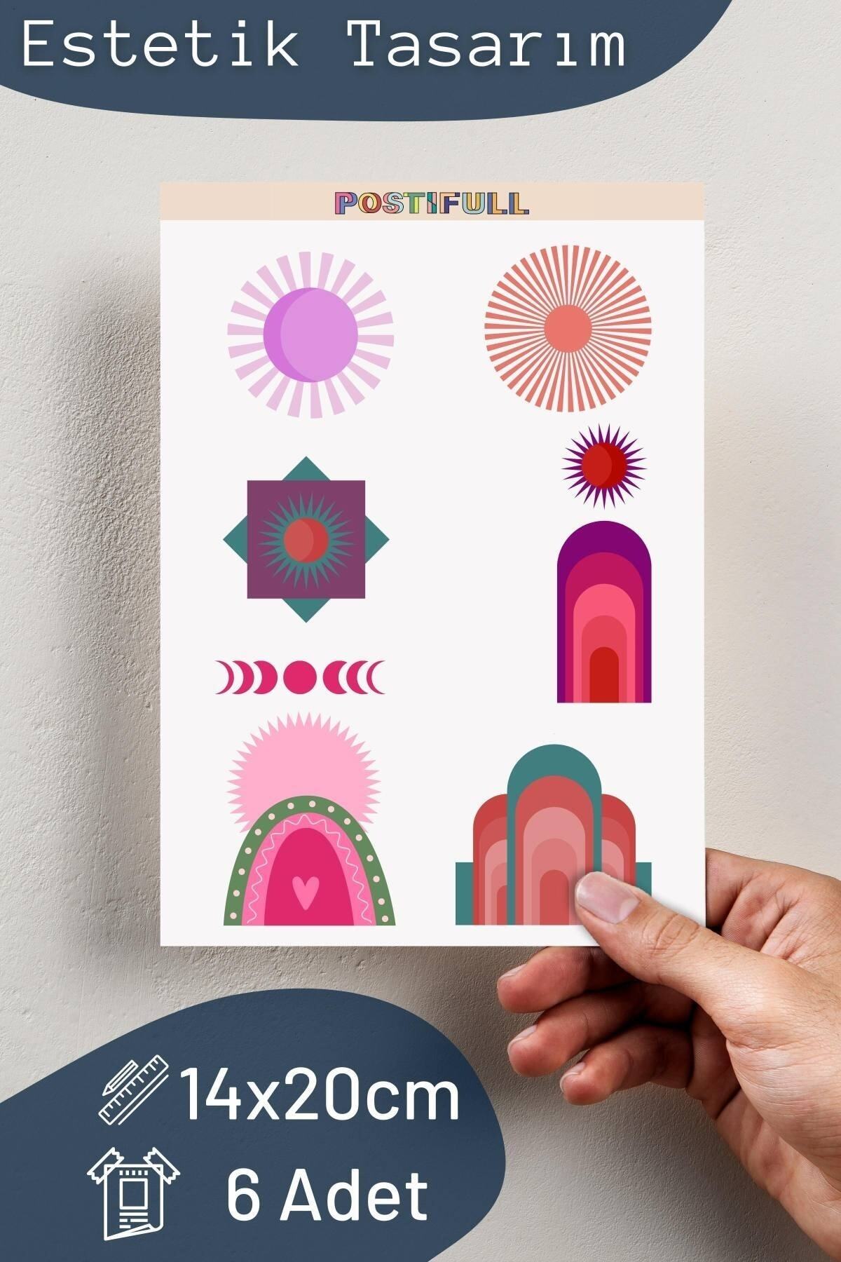 Soft Boho Temalı Sticker Seti - 8 Adet Etiket Seti- Telefon, Tablet, Defter Laptop Uyumlu Etiket