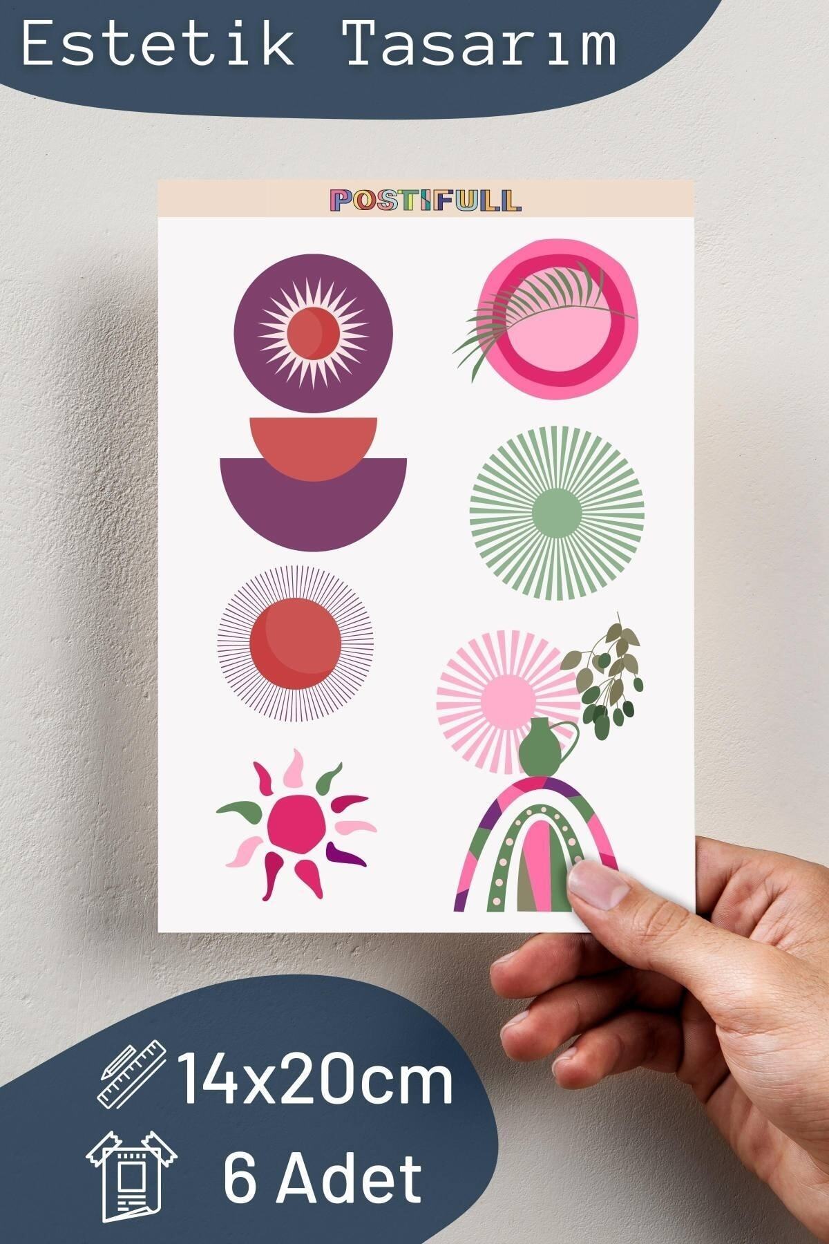 Soft Boho Temalı Sticker Seti - 8 Adet Etiket Seti- Telefon, Tablet, Defter Laptop Uyumlu Etiket
