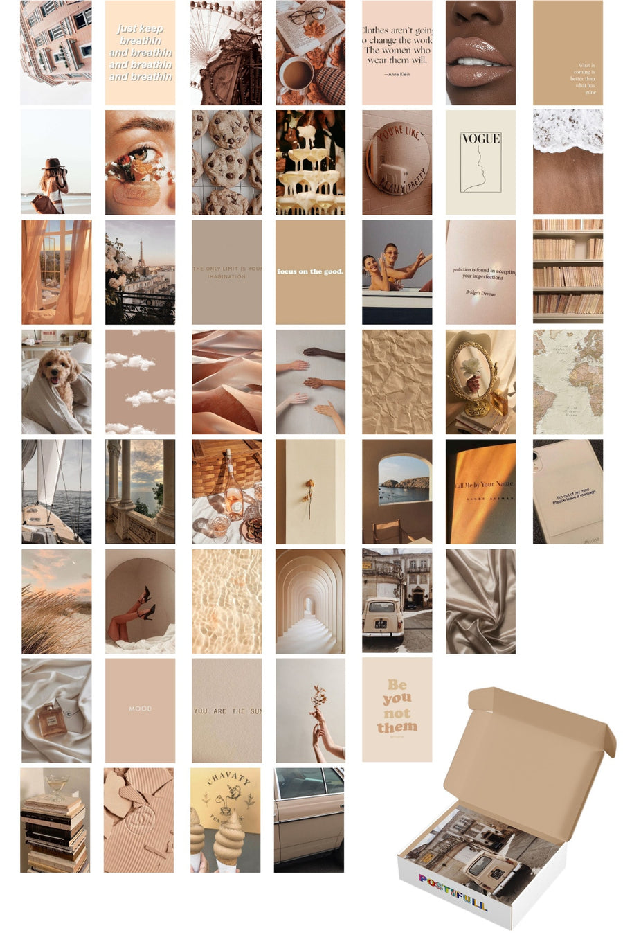 Soft Duvar Posteri Kolaj Set - 50 Adet - Arkası Yapışkanlı - Sade Poster Seti - 10cm*15cm, Kutulu