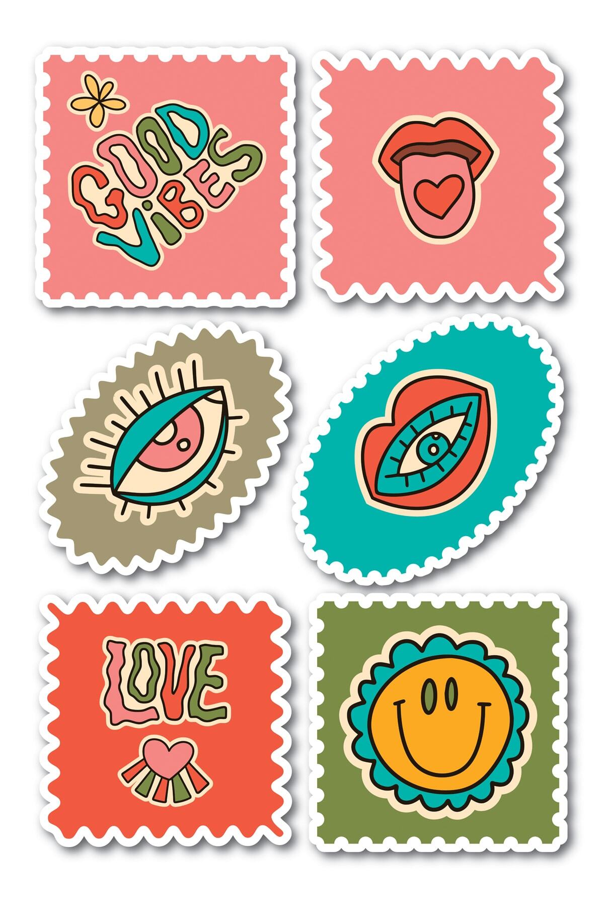 Soft Indie Temalı Sticker Seti - 6 Adet Etiket Seti- Telefon, Tablet, Defter Laptop Uyumlu Etiket