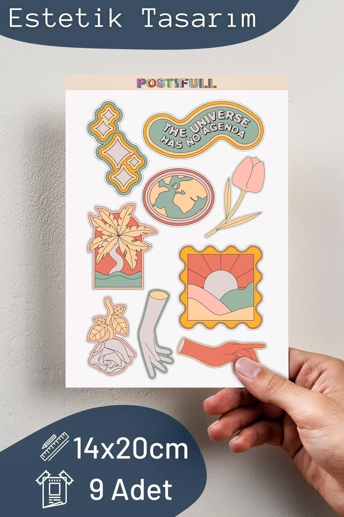 Soft Indie Temalı Sticker Seti - 9 Adet Etiket Seti- Telefon, Tablet, Defter Laptop Uyumlu Etiket
