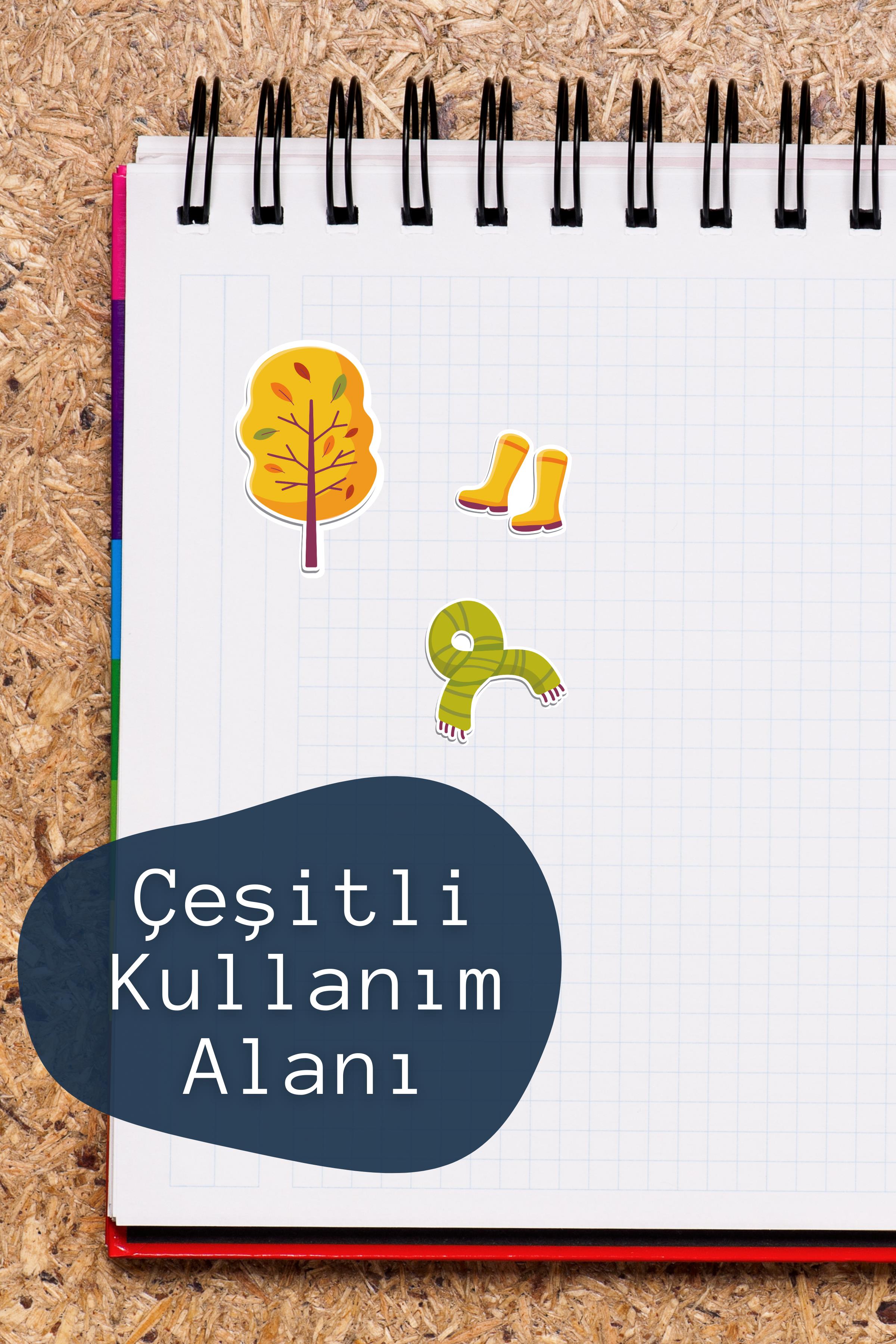 Sonbahar Temalı Sticker ve Etiket Seti - Orta Boy - Su Geçirmez, Kalın Yapışkanlı Sticker Seti