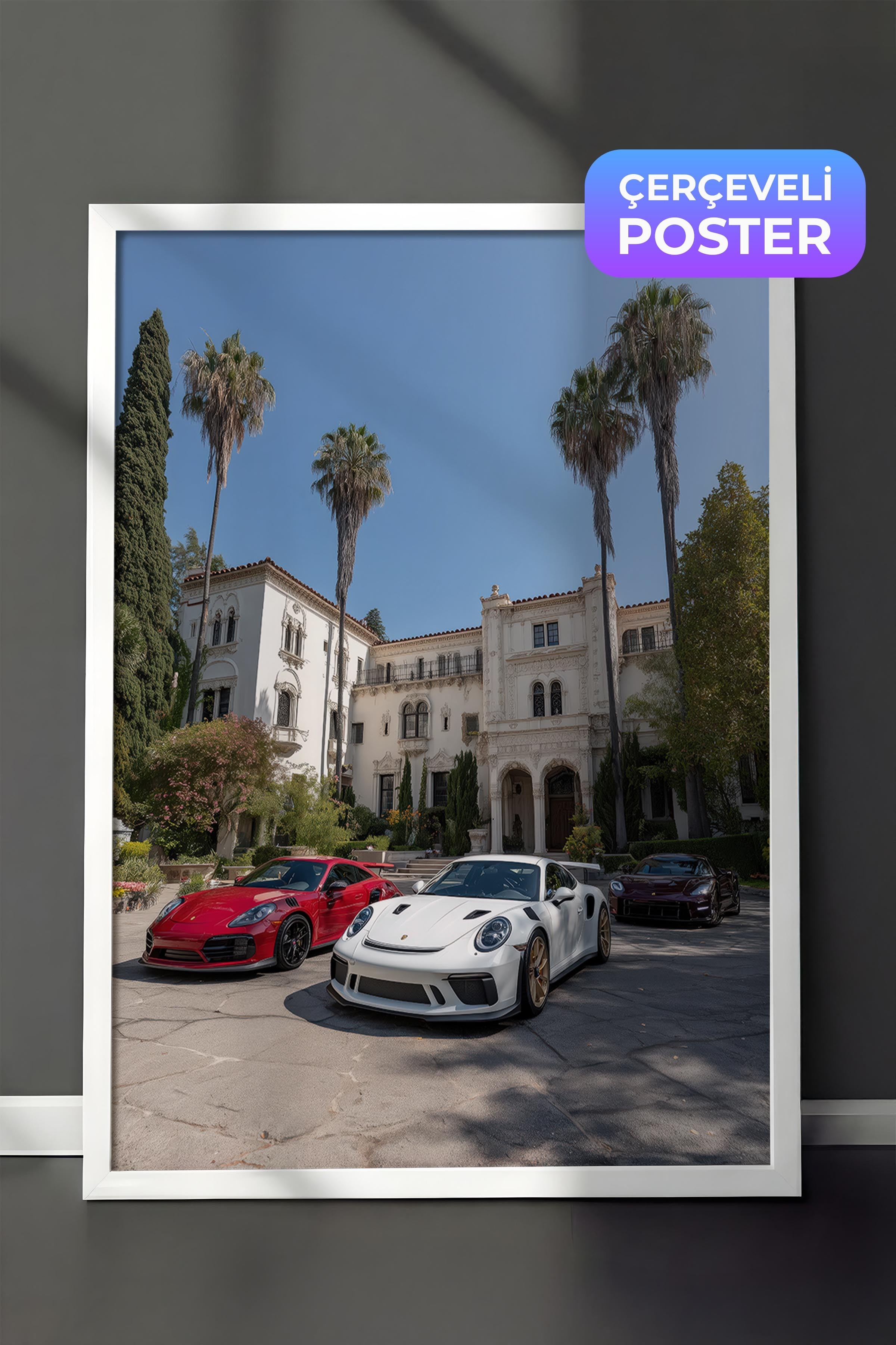 Spor Arabalar Posteri, Beyaz Çerçeveli Poster, Old Money Serisi, NO:113216