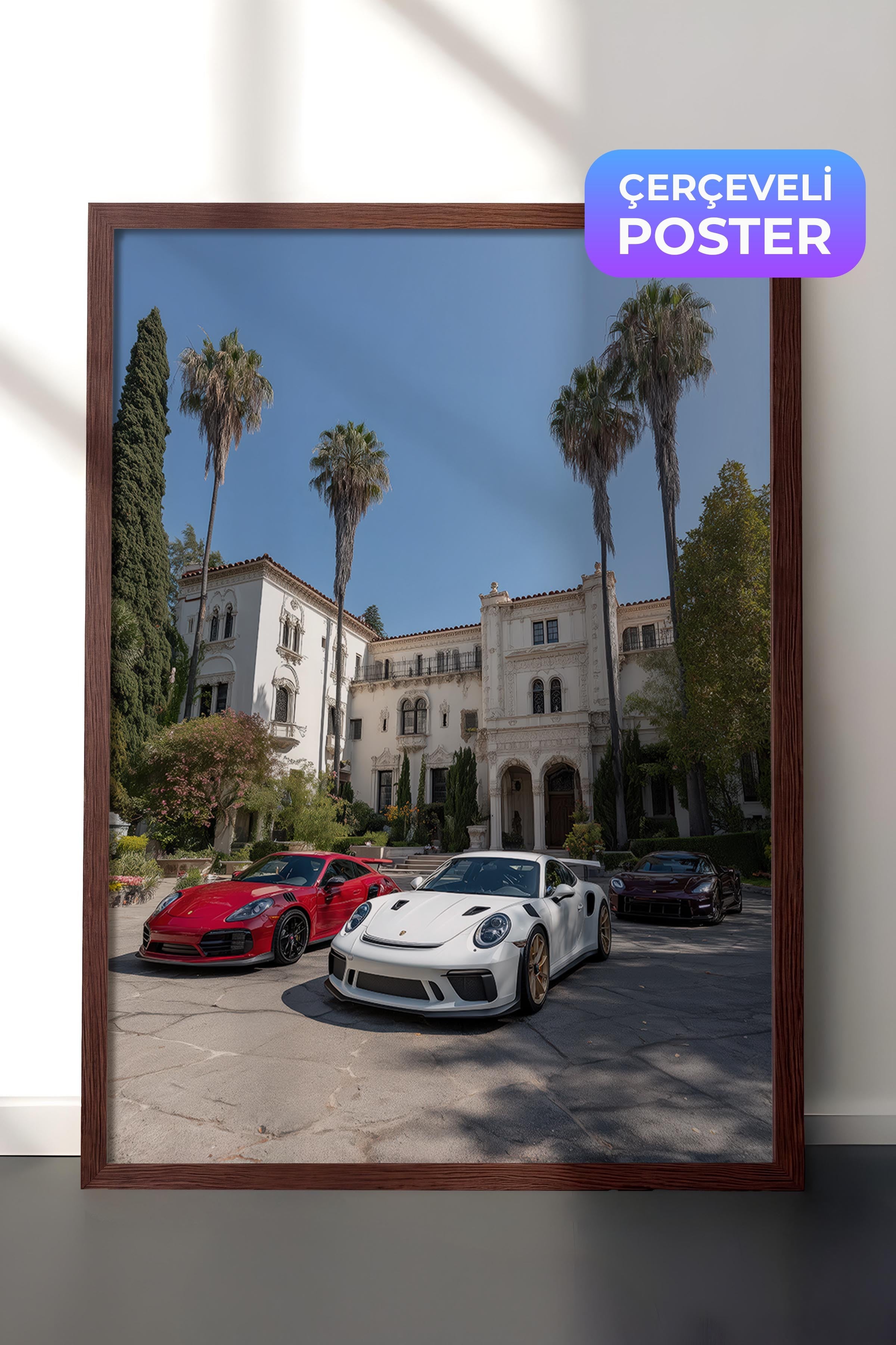Spor Arabalar Posteri, Kahverengi Çerçeveli Poster, Old Money Serisi, NO:113216