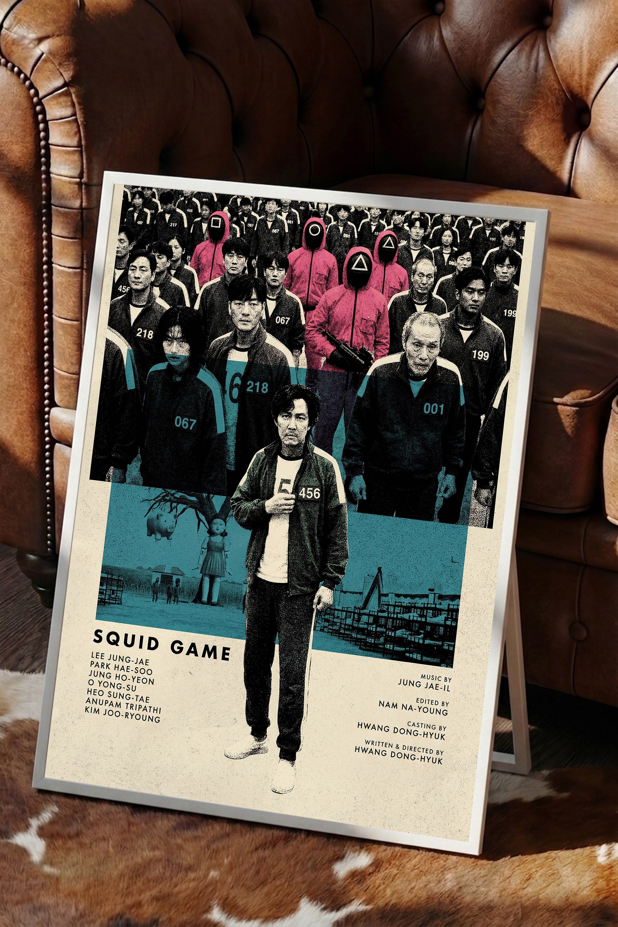 Squid Game Beyaz Çerçeveli Poster, Sinema ve Dizi Tablo, Film Dizi Afişleri NO:112779