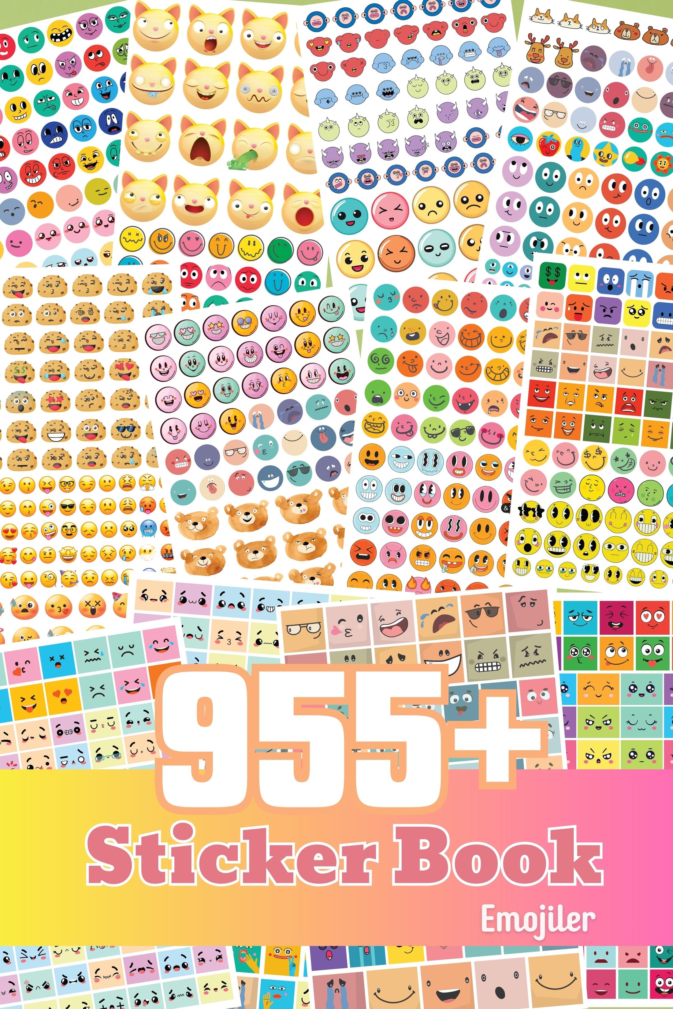 Sticker Defteri, 955 Adet Dev Sticker Etiket Seti, Renkli Emojiler ve