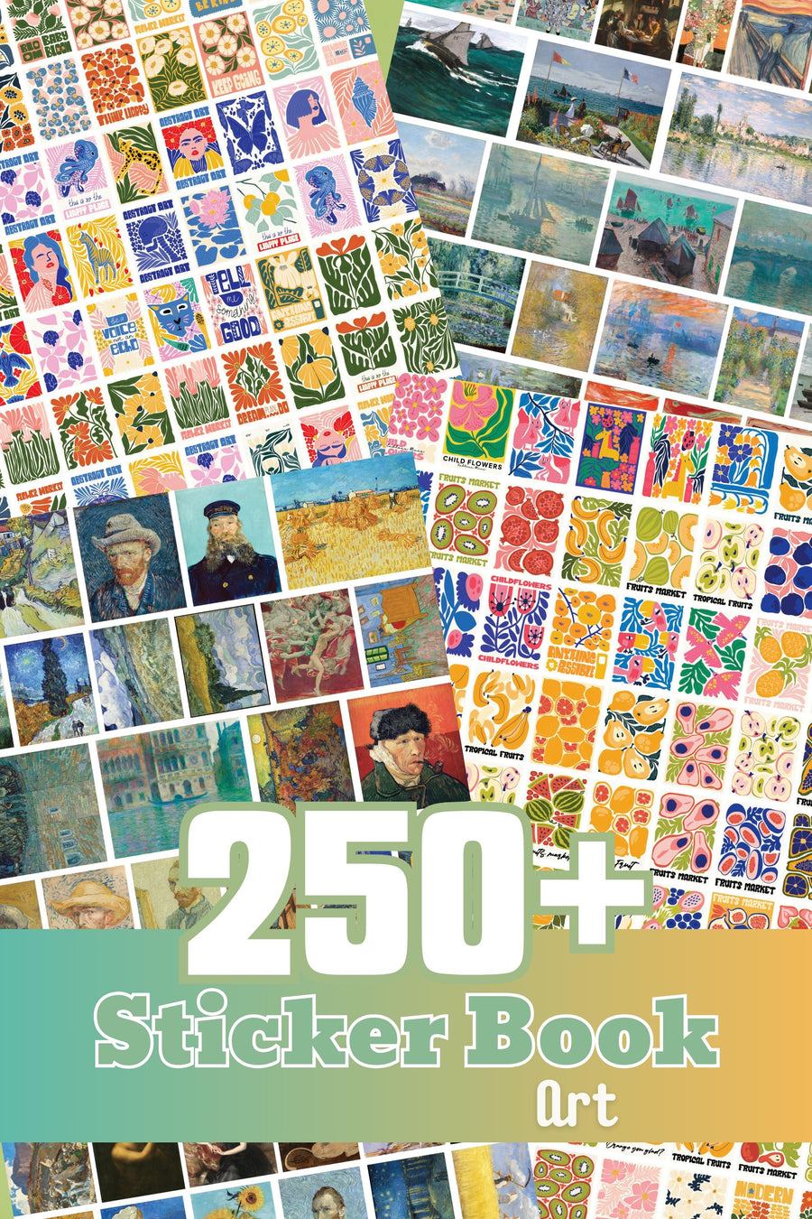 Sticker Seti, 250+ Adet Sanat Temalı Etiket, Sticker Book, Ajanda, Bullet Journal, Günlük, Laptop