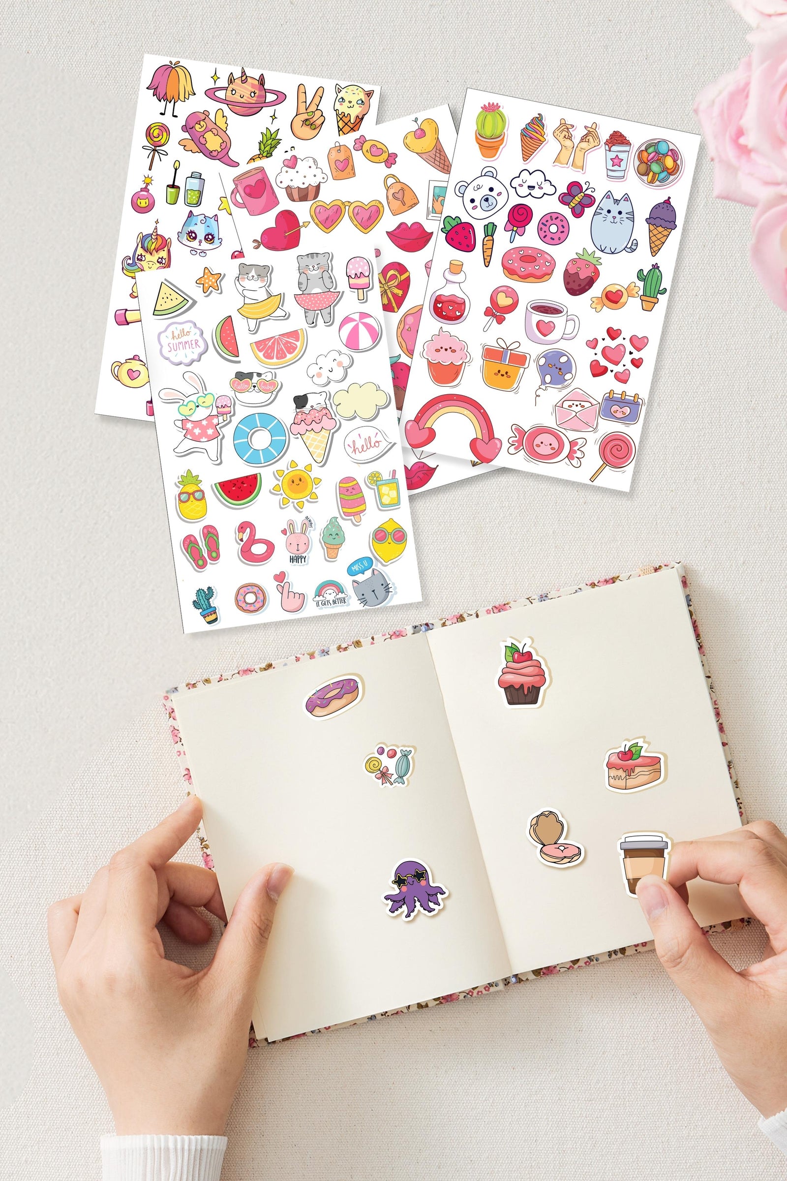 Sticker Seti, 500 Adet, 16 Sayfa Sticker Book, Ajanda, Bullet Journal,