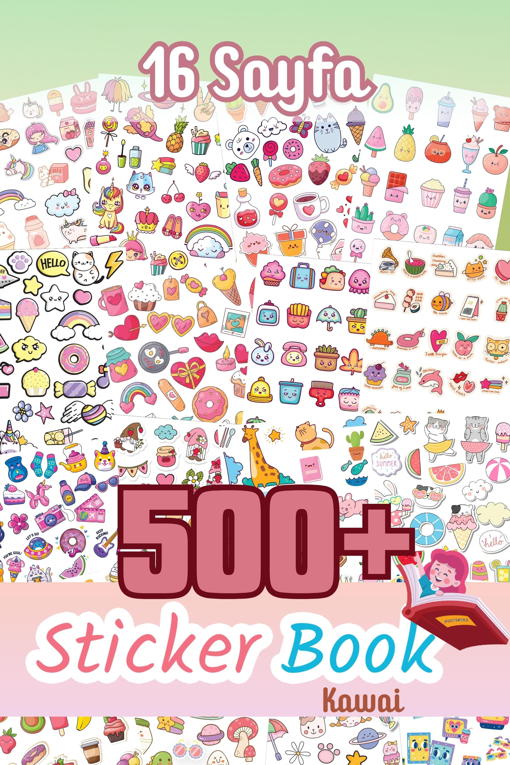 Sticker Seti, 500 Adet, 16 Sayfa Sticker Book, Ajanda, Bullet Journal,