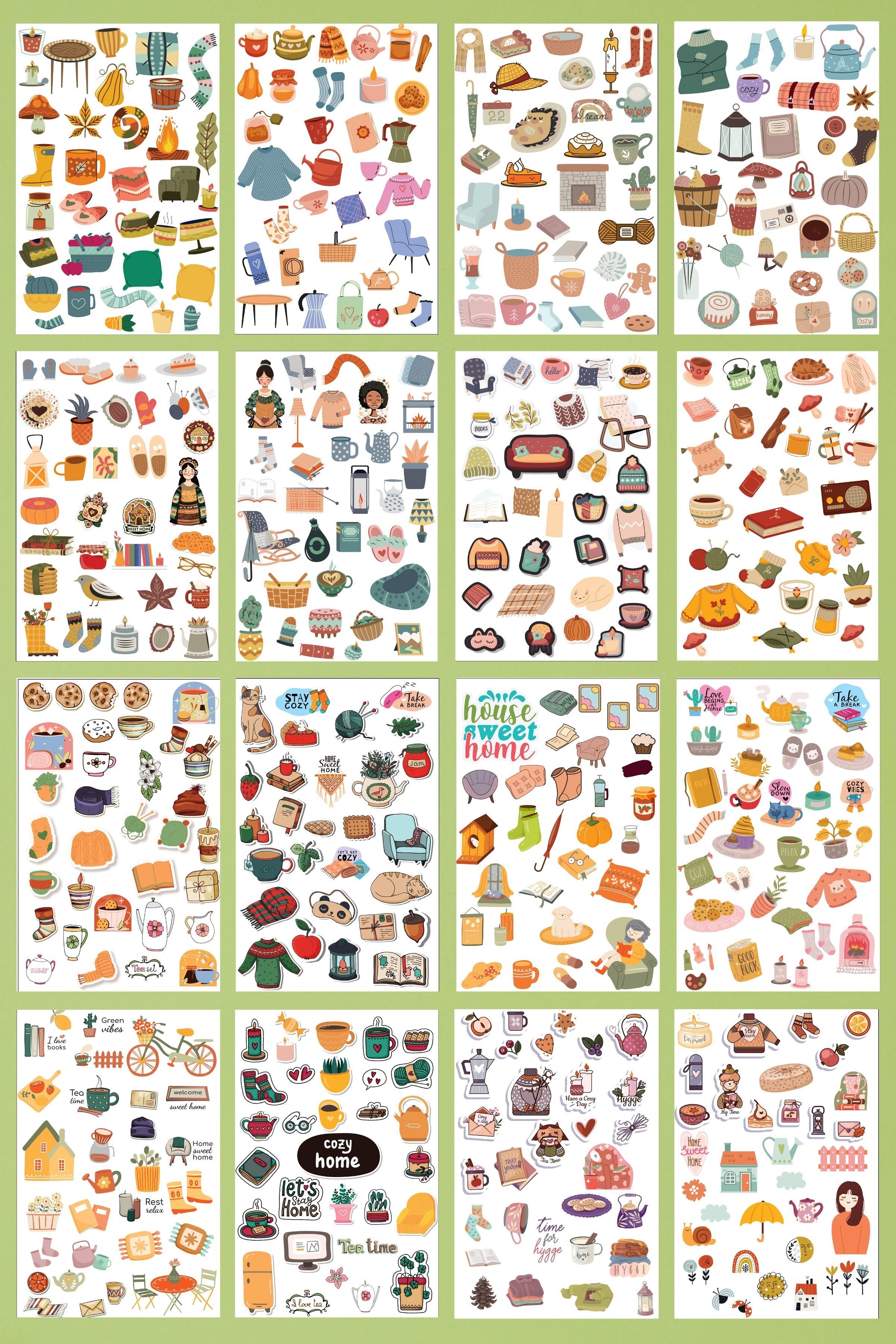 Sticker Seti, 500 Etiket, 16 Sayfa Sticker Book, Ajanda, Bullet Journal, Günlük, Laptop, Telefon