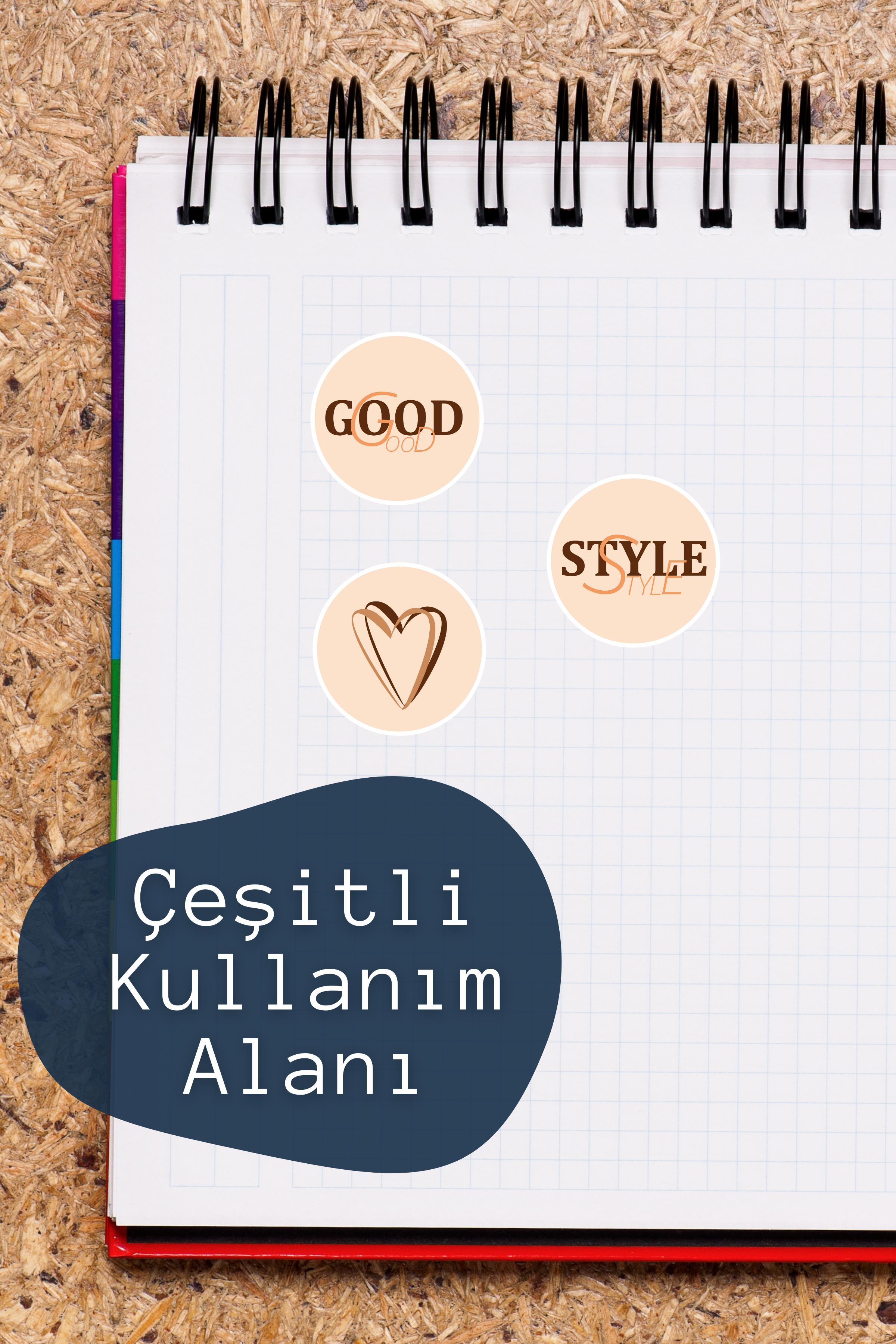Stil/Moda Temalı Sticker ve Etiket Seti - Orta Boy - Su Geçirmez, Kalın Yapışkanlı Sticker Seti