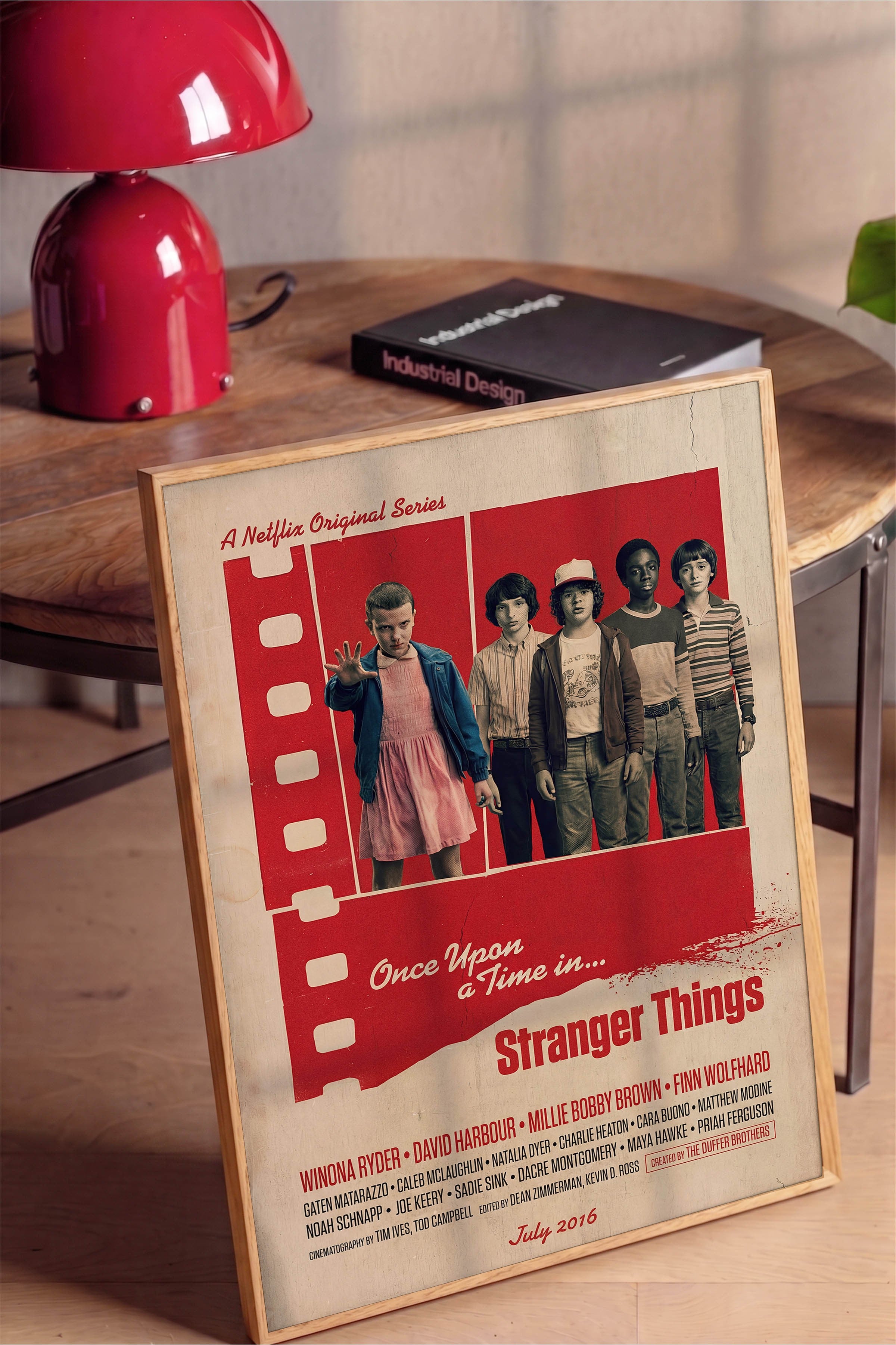 Stranger Things Ahşap Çerçeveli Poster, Sinema ve Dizi Tablo, Film Dizi Afişleri NO:112843