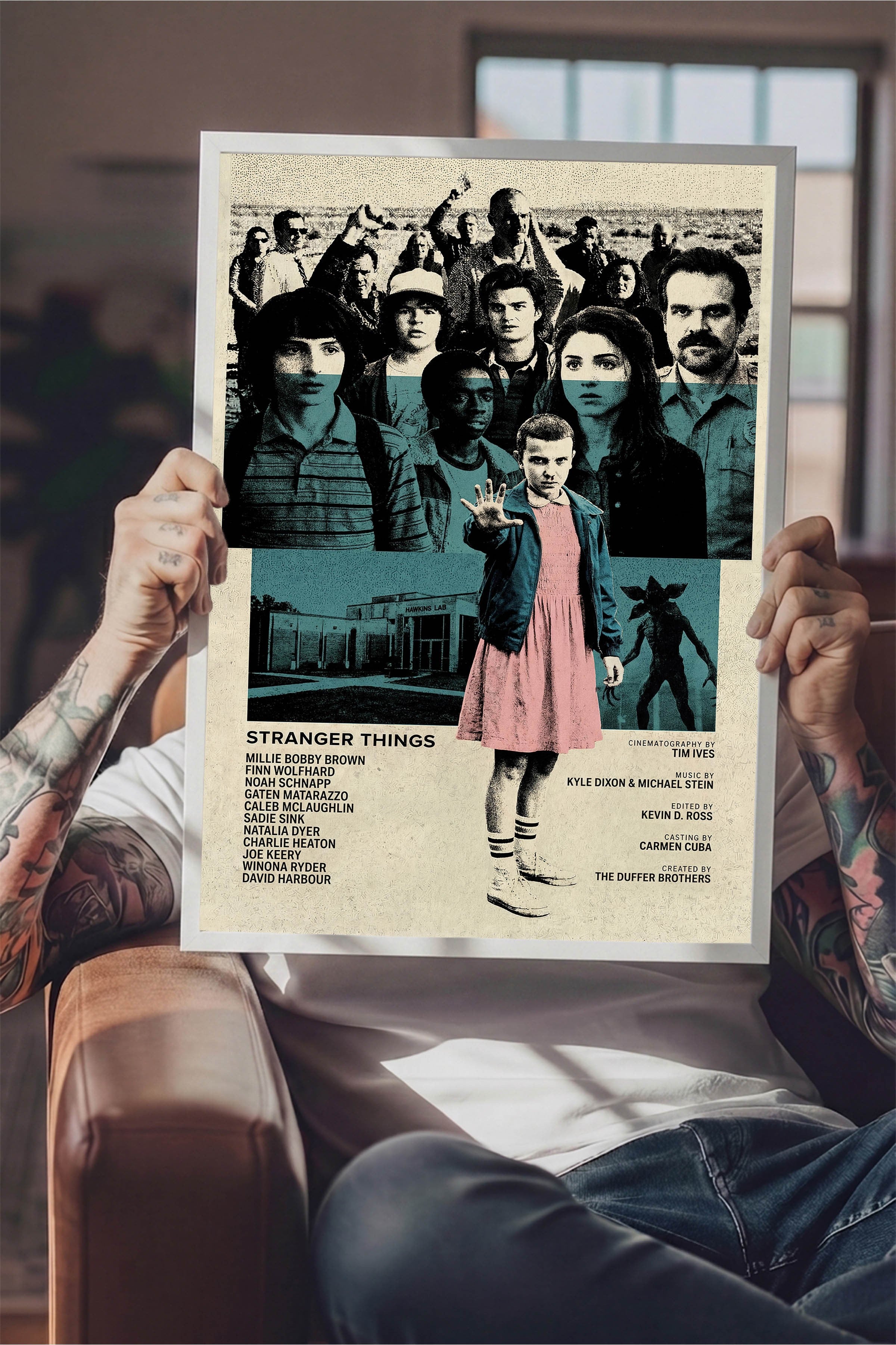 Stranger Things Beyaz Çerçeveli Poster, Sinema ve Dizi Tablo, Film Dizi Afişleri NO:112768