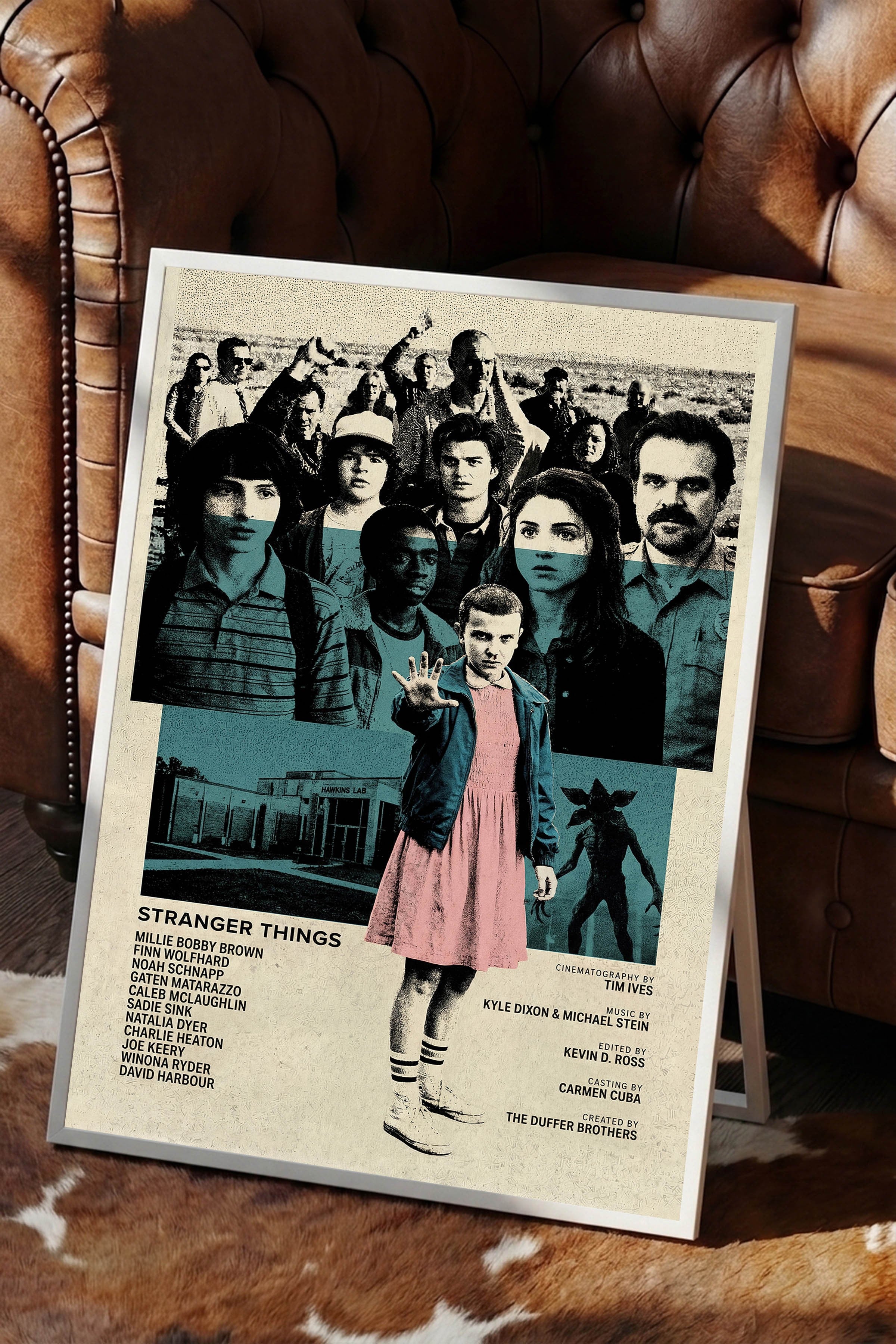 Stranger Things Beyaz Çerçeveli Poster, Sinema ve Dizi Tablo, Film Dizi Afişleri NO:112768