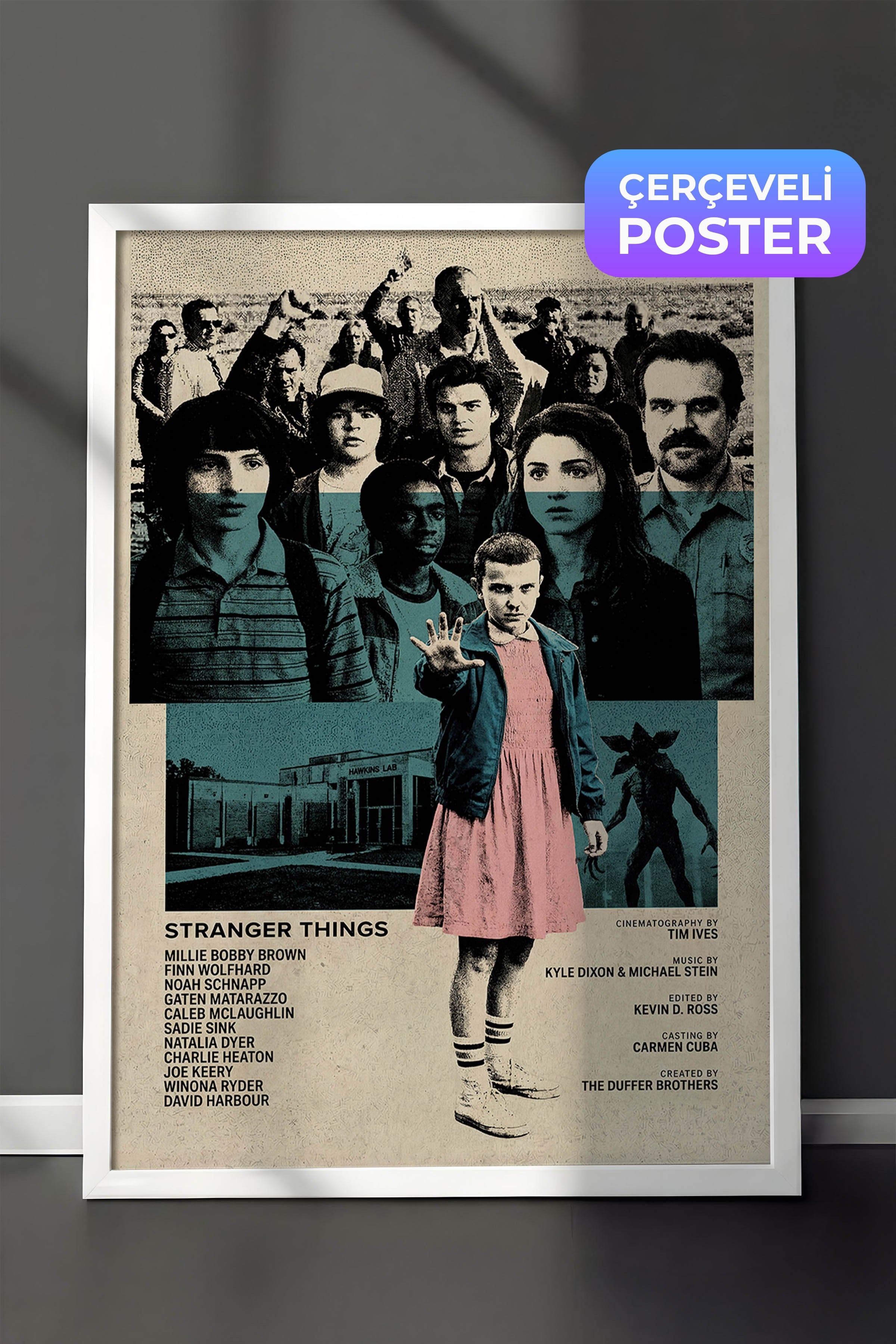 Stranger Things Beyaz Çerçeveli Poster, Sinema ve Dizi Tablo, Film Dizi Afişleri NO:112768