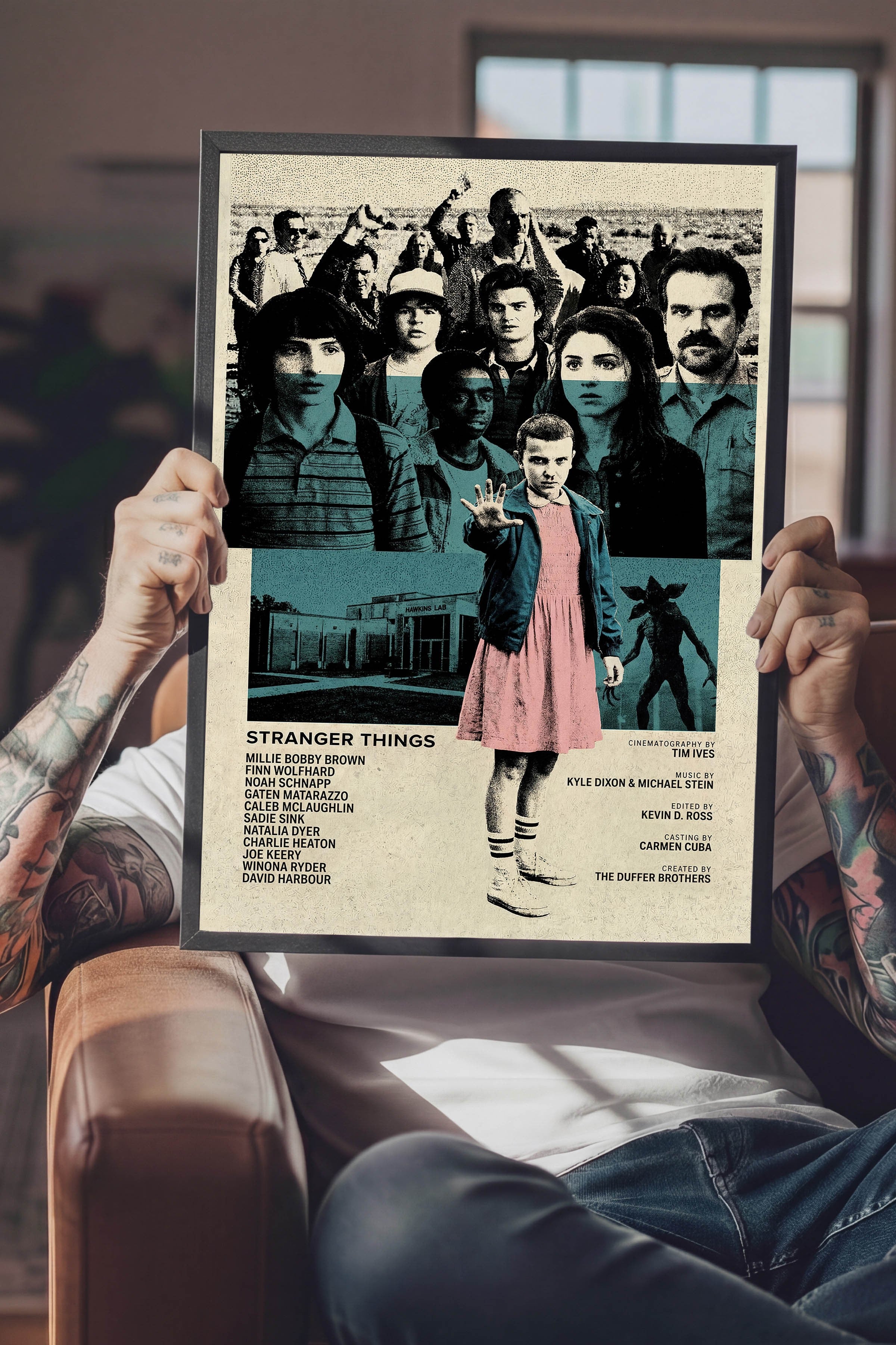 Stranger Things Siyah Çerçeveli Poster, Sinema ve Dizi Tablo, Film Dizi Afişleri NO:112768