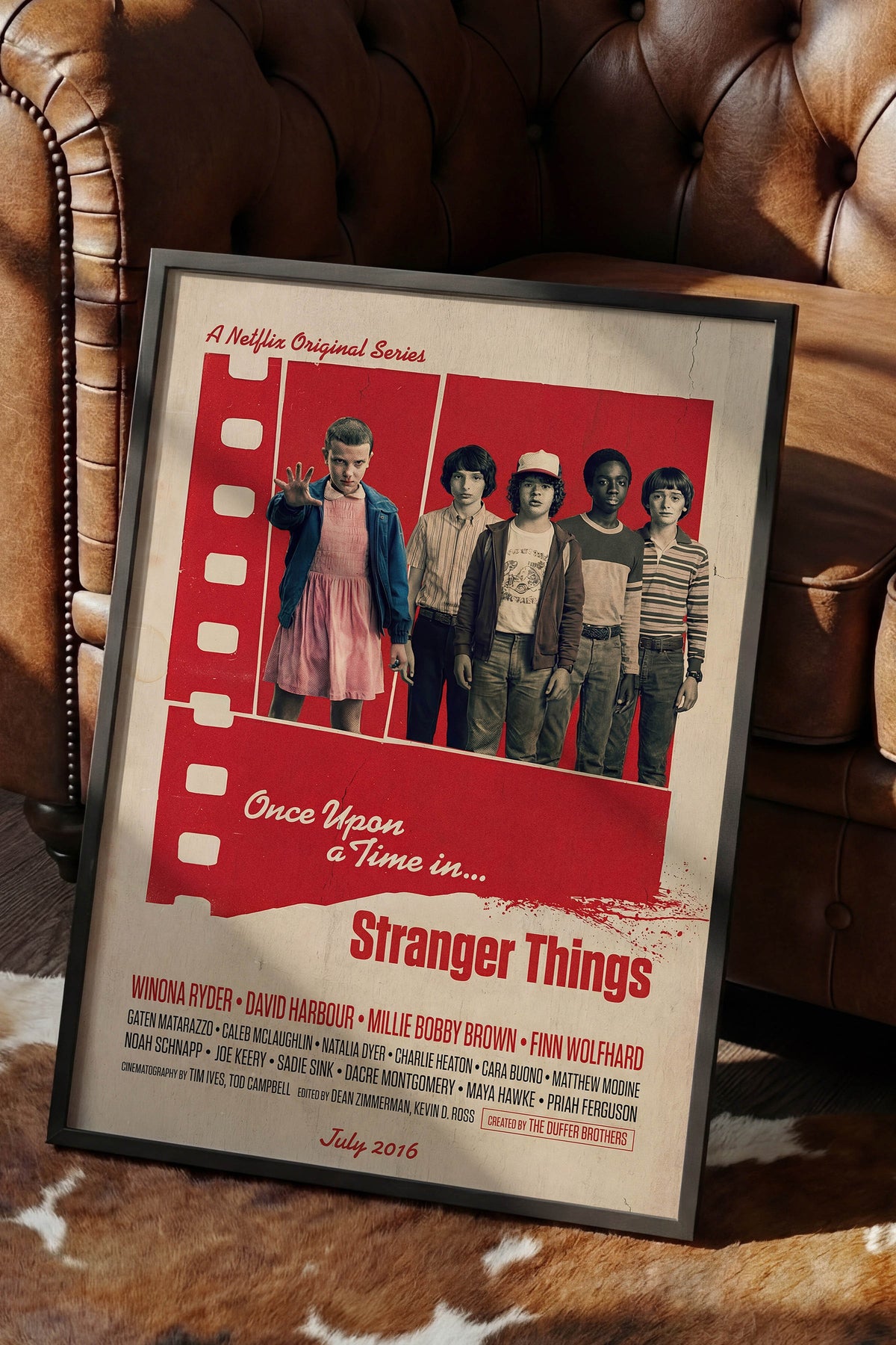 Stranger Things Siyah Çerçeveli Poster, Sinema ve Dizi Tablo, Film Dizi Afişleri NO:112843