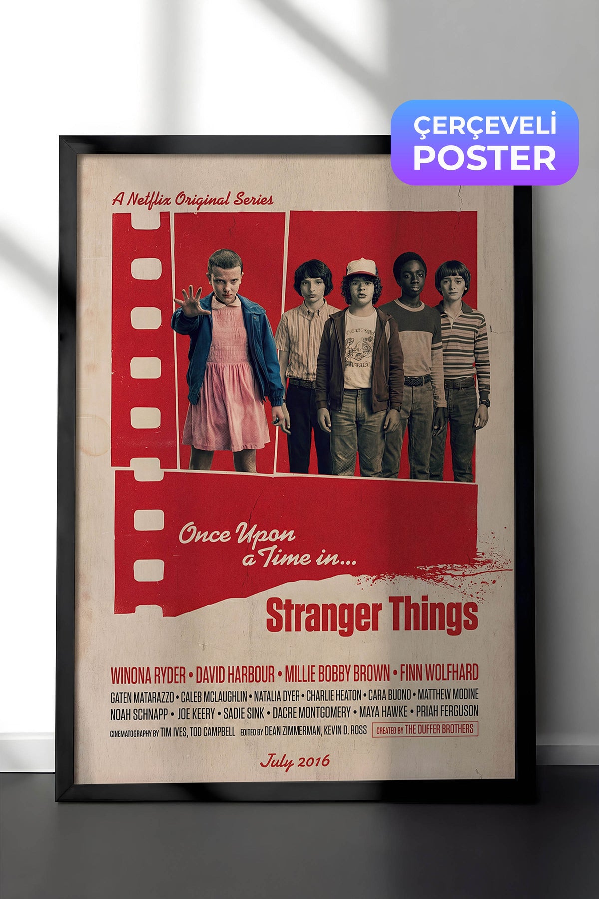 Stranger Things Siyah Çerçeveli Poster, Sinema ve Dizi Tablo, Film Dizi Afişleri NO:112843