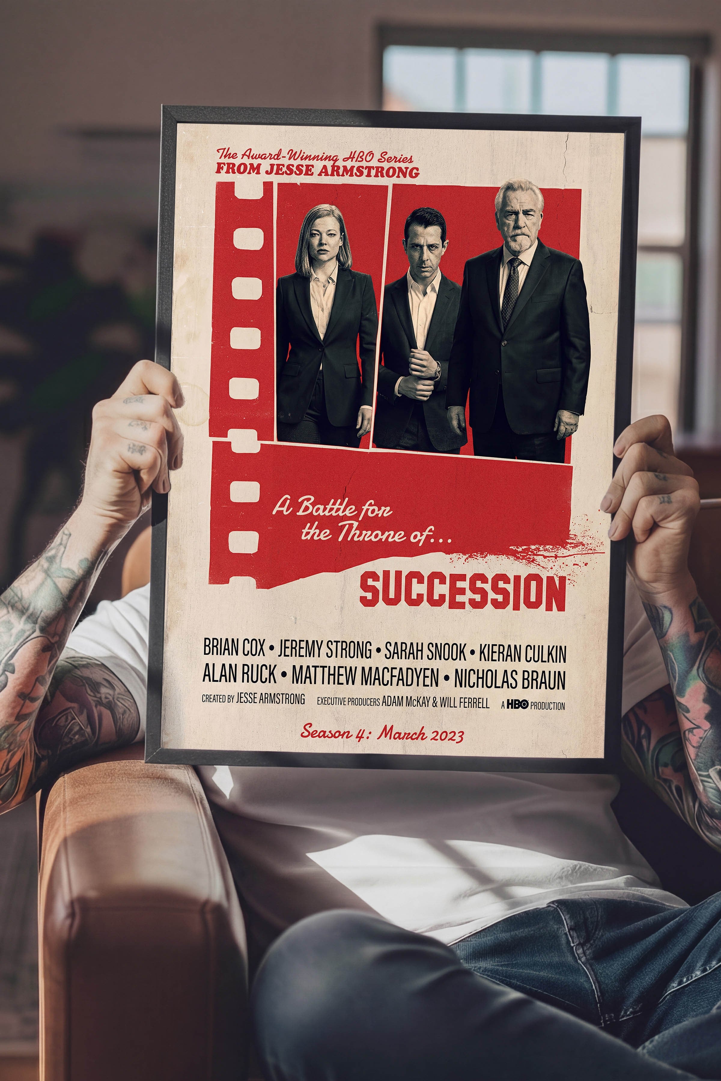 Succession Siyah Çerçeveli Poster, Sinema ve Dizi Tablo, Film Dizi Afişleri NO:112870