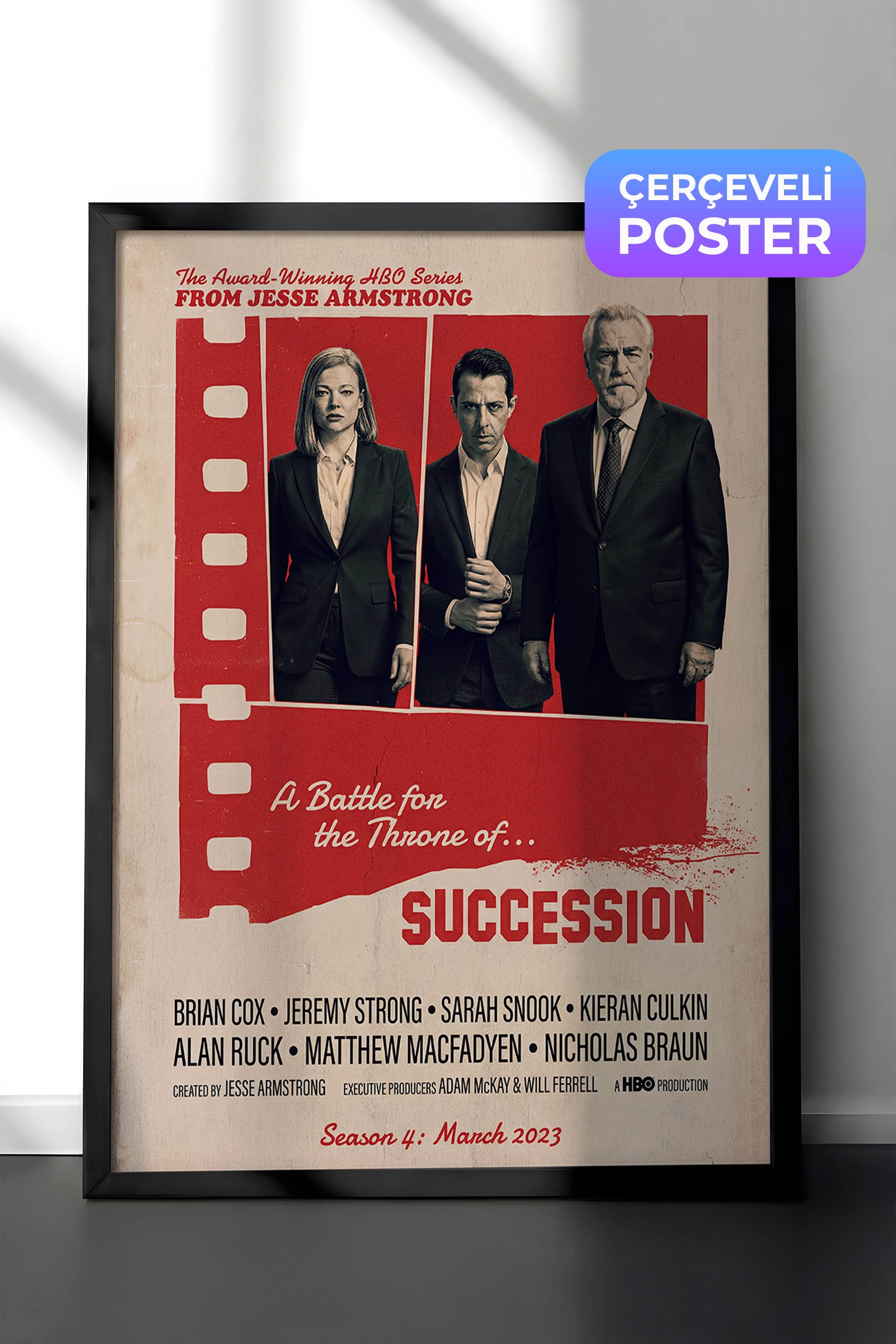 Succession Siyah Çerçeveli Poster, Sinema ve Dizi Tablo, Film Dizi Afişleri NO:112870