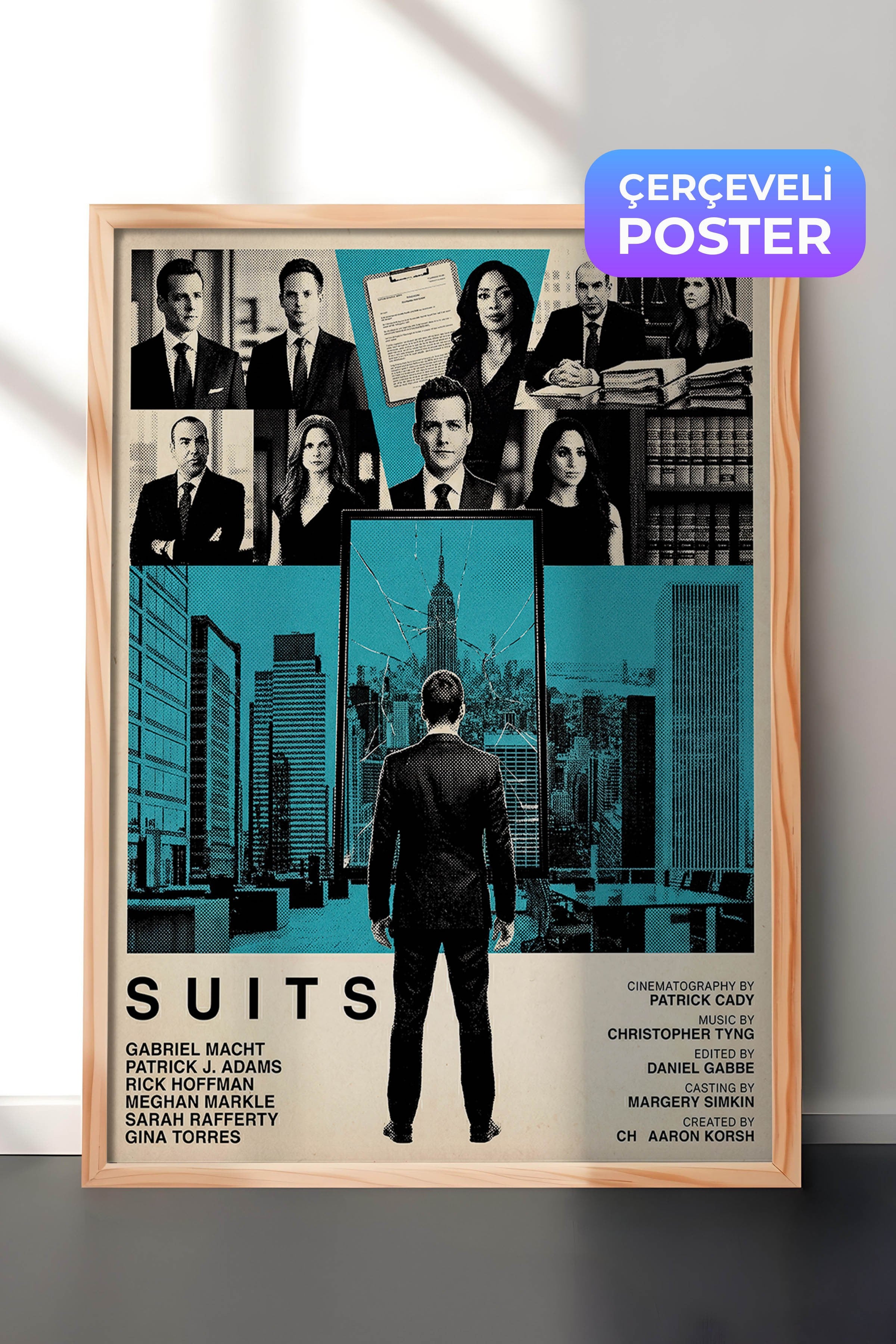 Suits Ahşap Çerçeveli Poster, Sinema ve Dizi Tablo, Film Dizi Afişleri NO:112789