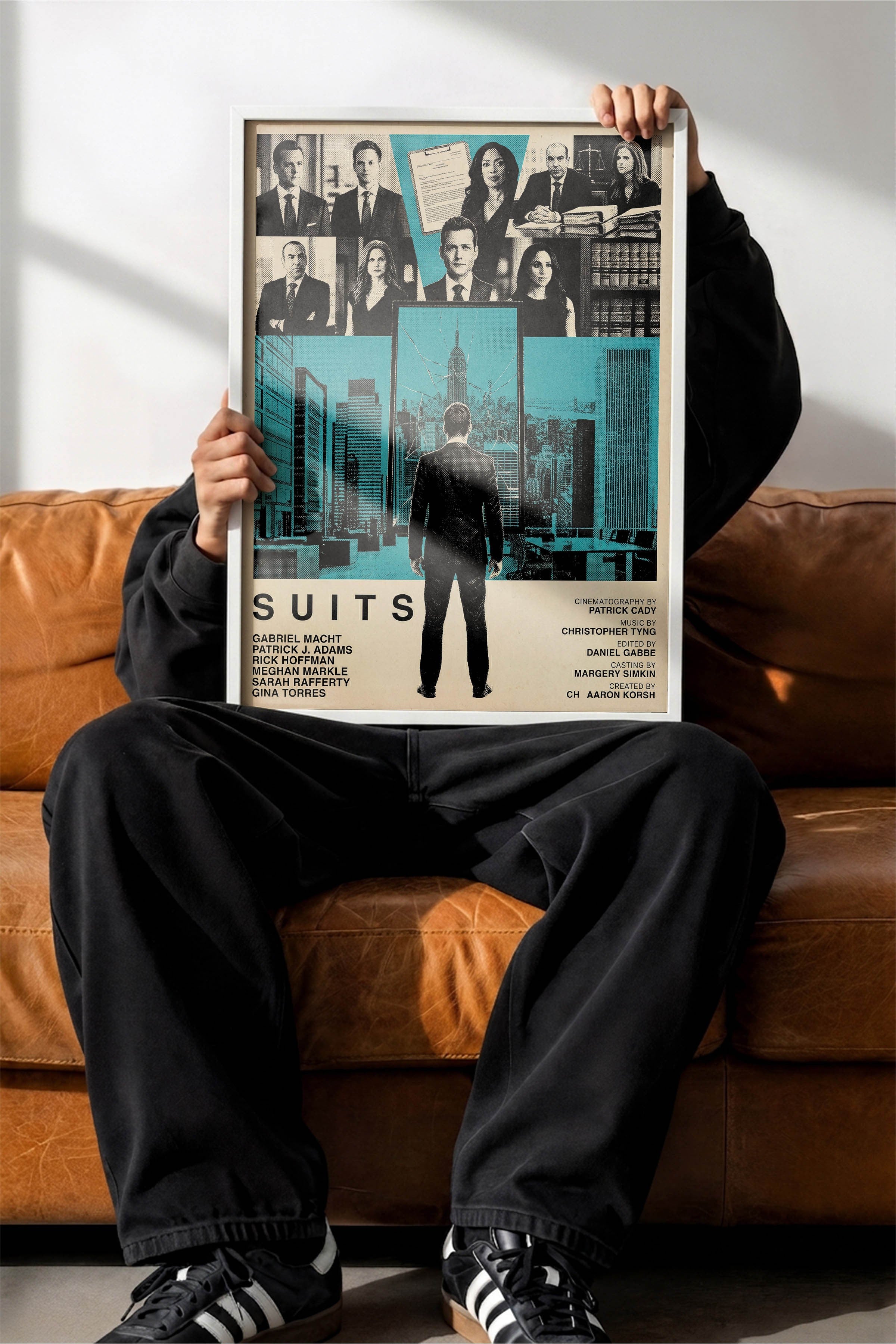 Suits Beyaz Çerçeveli Poster, Sinema ve Dizi Tablo, Film Dizi Afişleri NO:112789