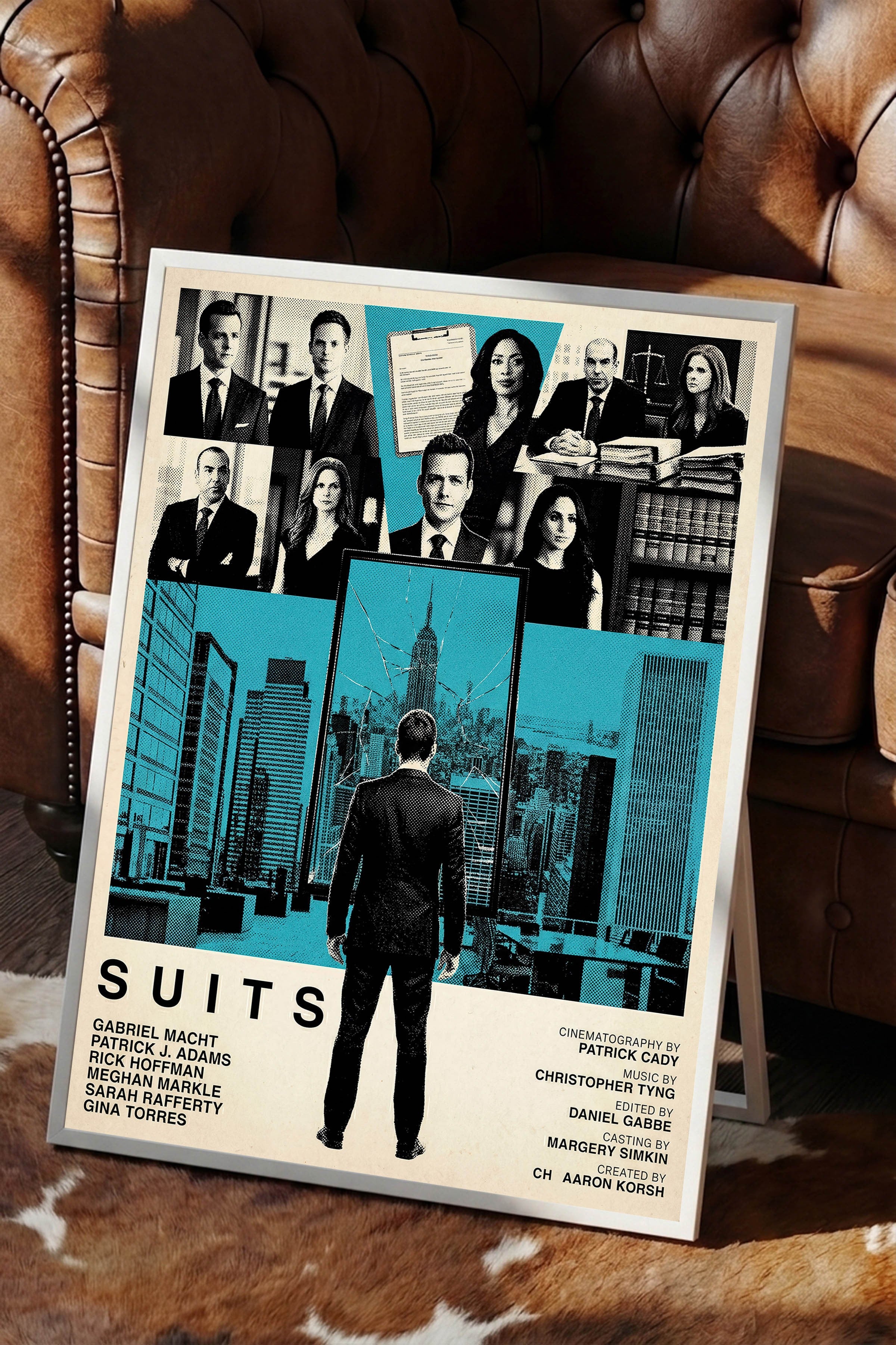 Suits Beyaz Çerçeveli Poster, Sinema ve Dizi Tablo, Film Dizi Afişleri NO:112789