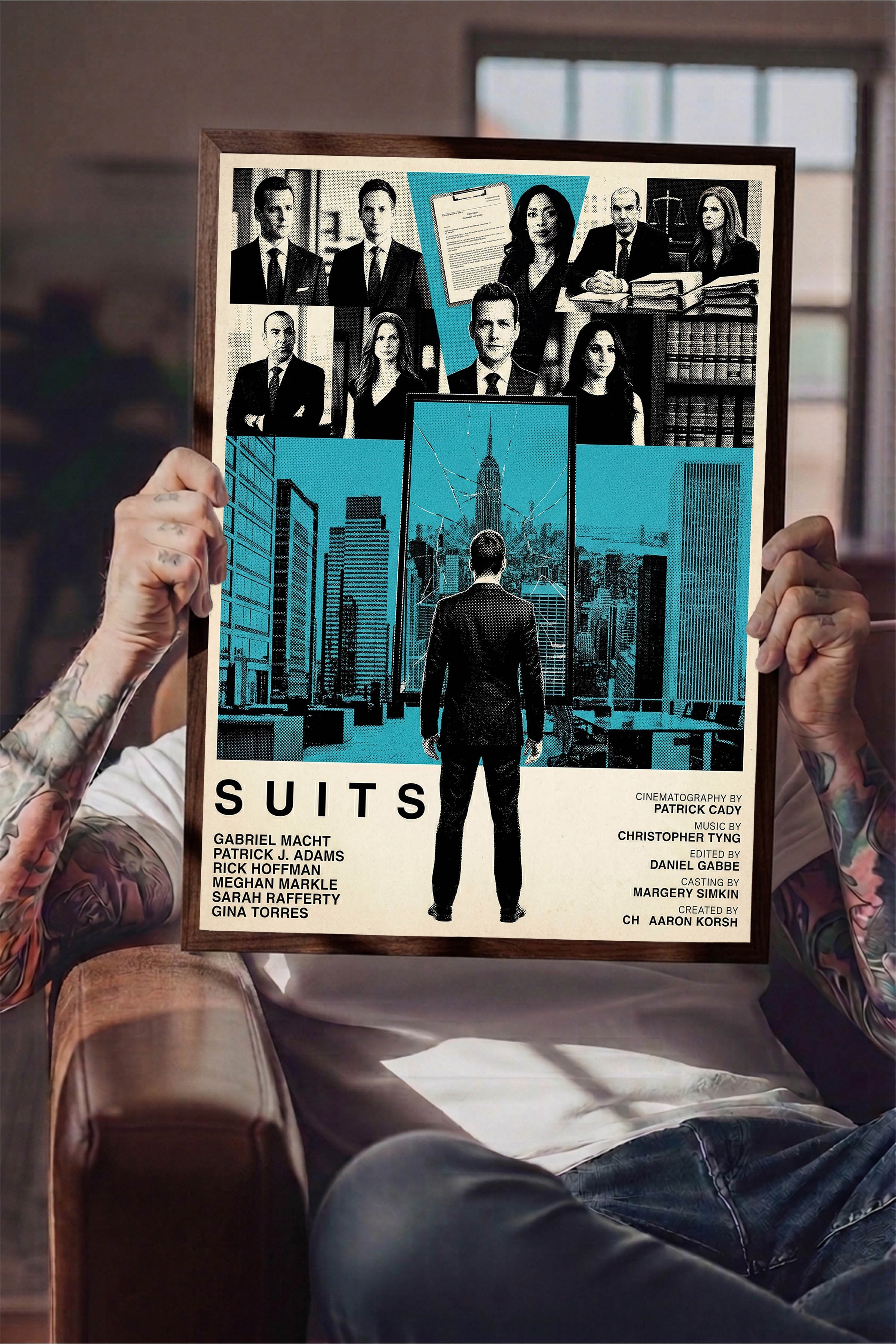 Suits Kahverengi Çerçeveli Poster, Sinema ve Dizi Tablo, Film Dizi Afişleri NO:112789