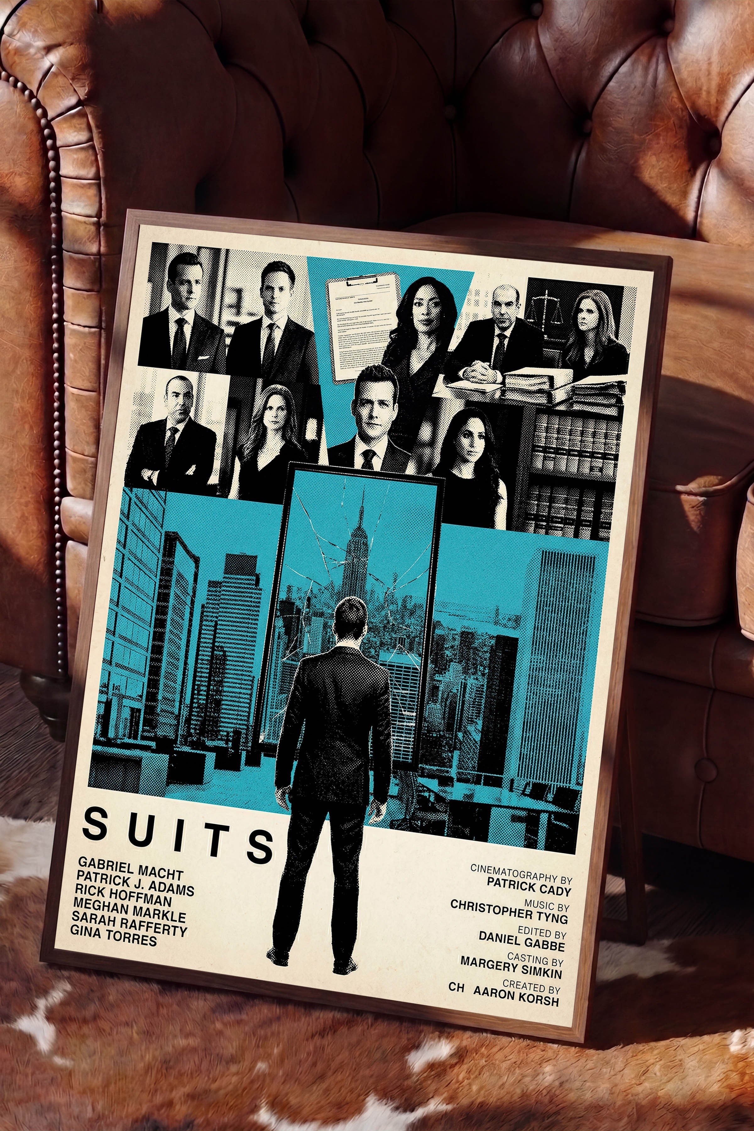 Suits Kahverengi Çerçeveli Poster, Sinema ve Dizi Tablo, Film Dizi Afişleri NO:112789