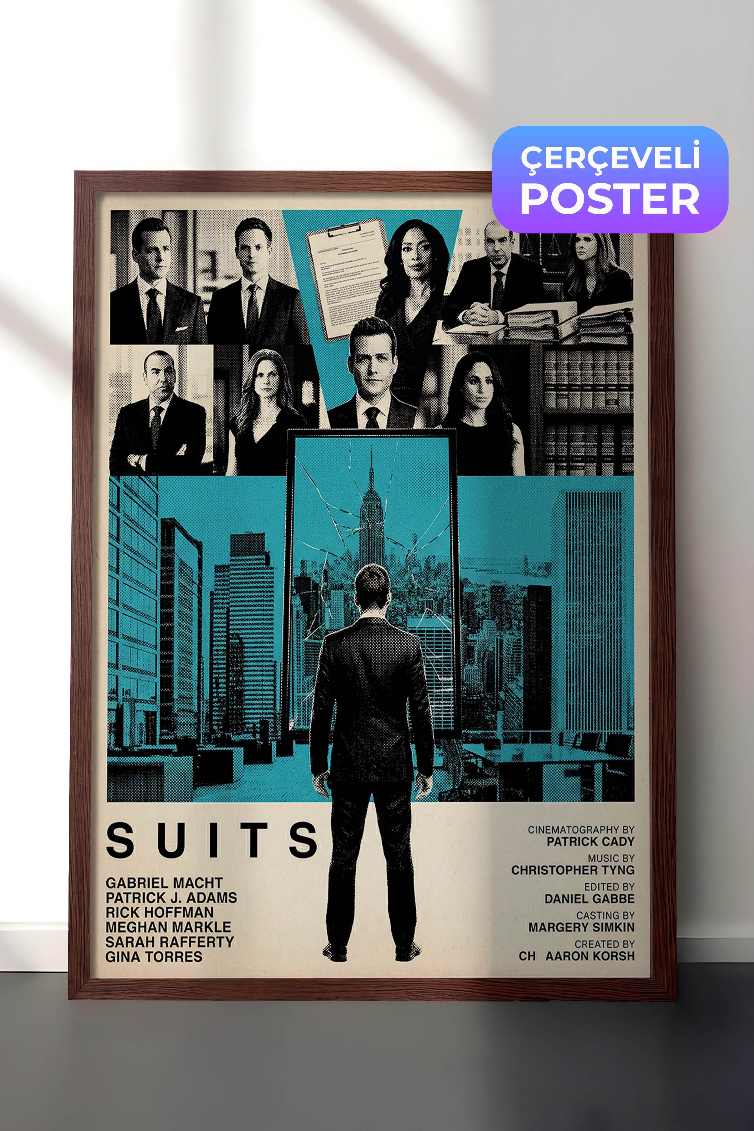 Suits Kahverengi Çerçeveli Poster, Sinema ve Dizi Tablo, Film Dizi Afişleri NO:112789