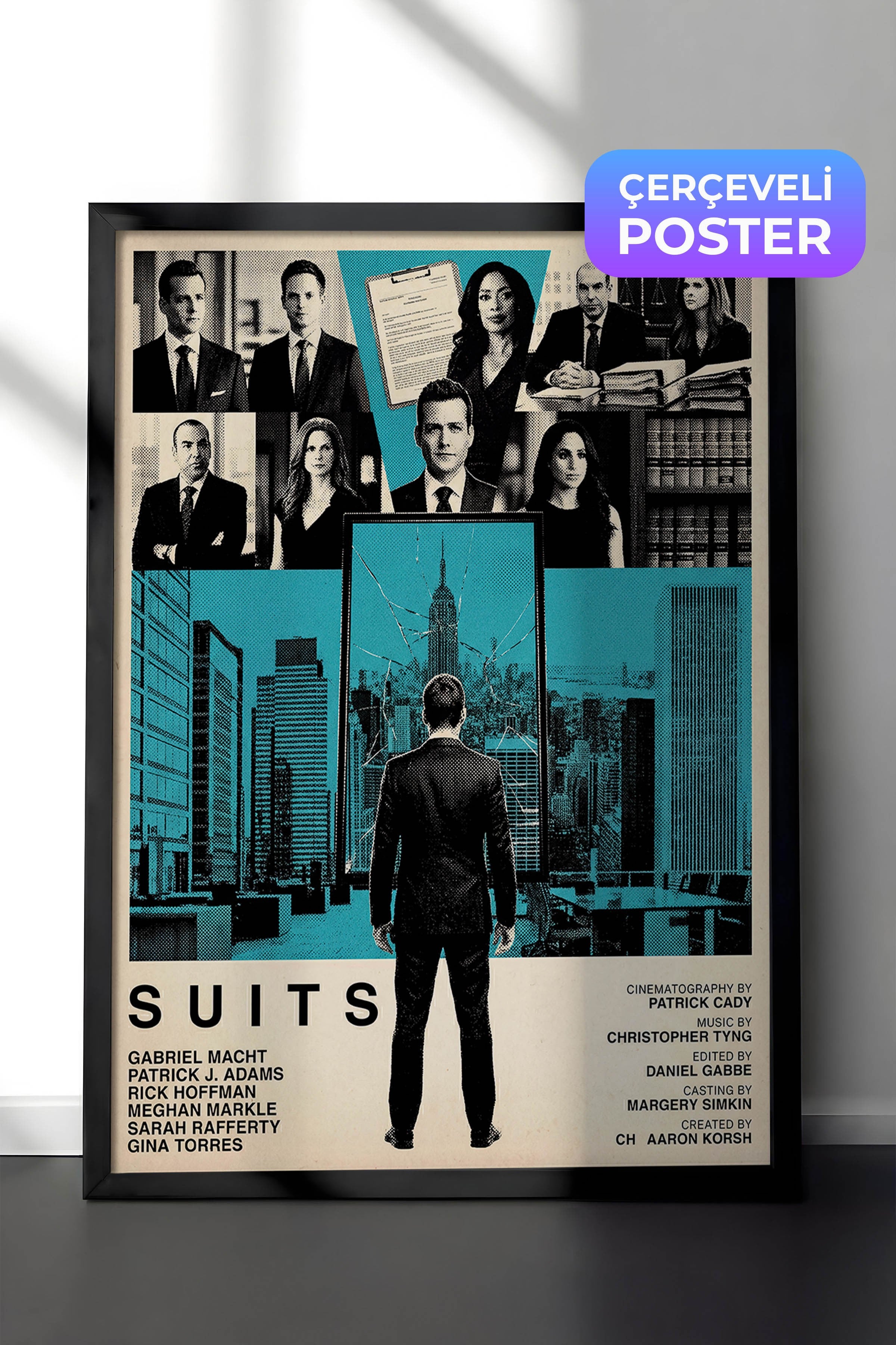 Suits Siyah Çerçeveli Poster, Sinema ve Dizi Tablo, Film Dizi Afişleri NO:112789