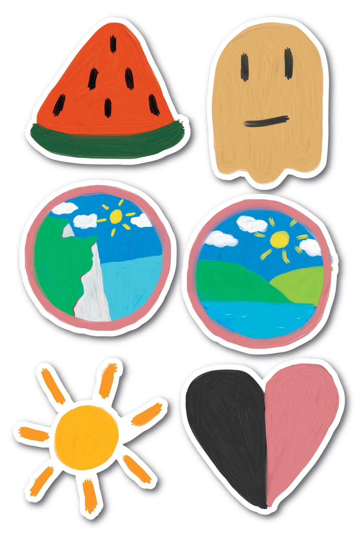Suluboya Temalı Sticker Seti - 6 Adet Etiket Seti- Telefon, Tablet, Defter Laptop Uyumlu Etiket