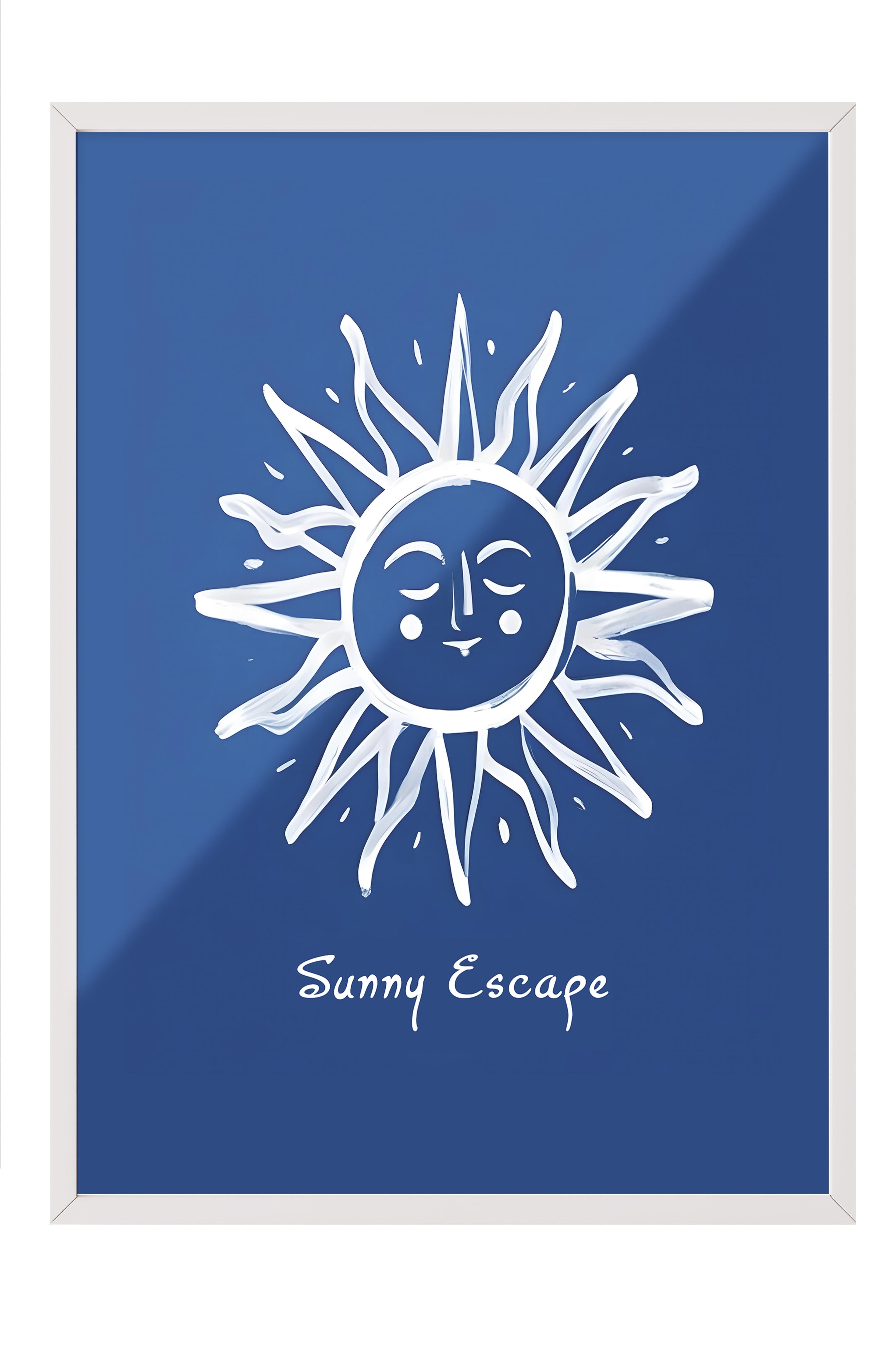 Sunny Escape  Çerçeveli Tablo, Beyaz Çerçeve ve Poster, Dikey Duvar Tablosu Comfort Serisi NO:108481