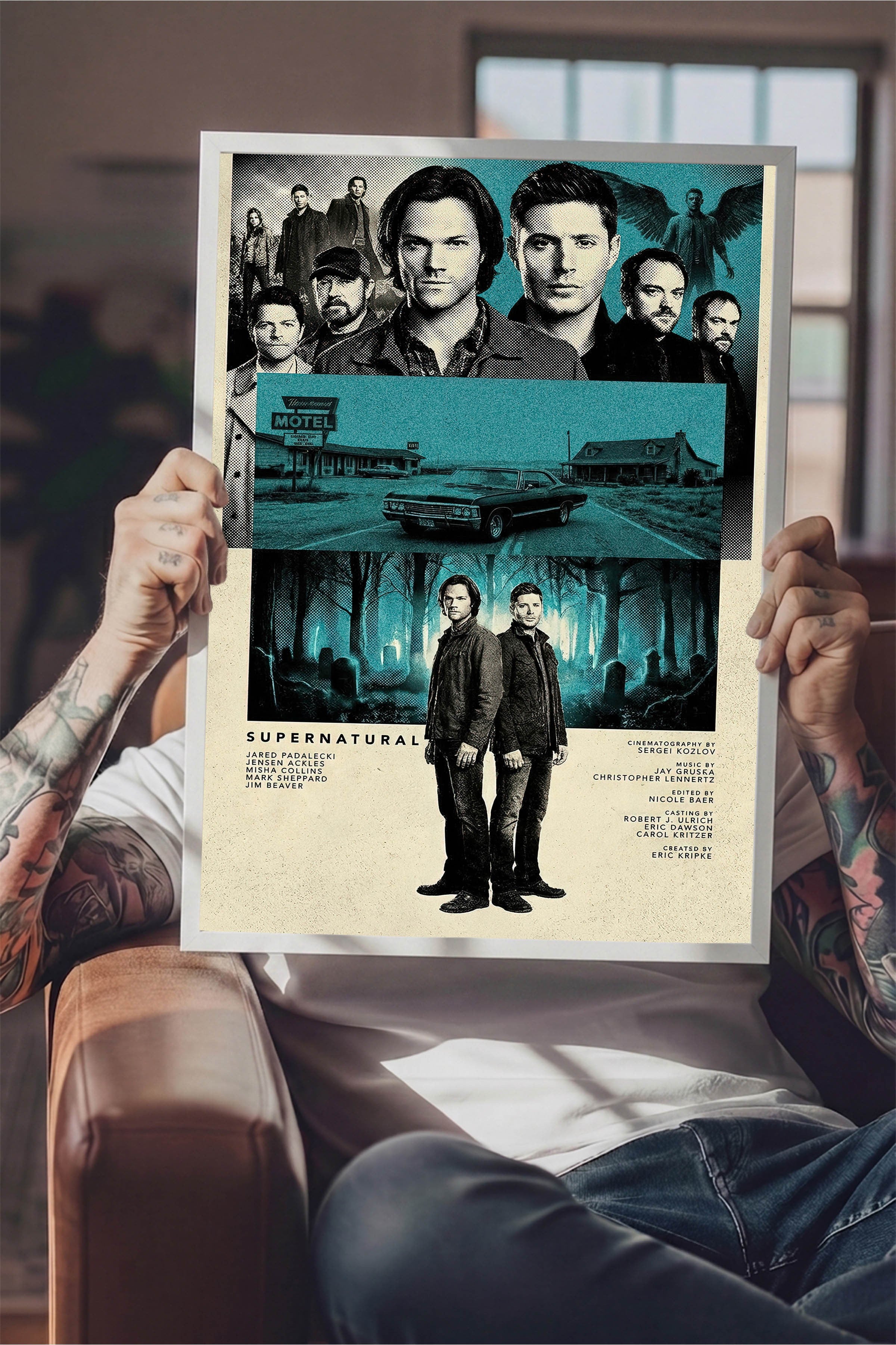Supernatural Beyaz Çerçeveli Poster, Sinema ve Dizi Tablo, Film Dizi Afişleri NO:112794