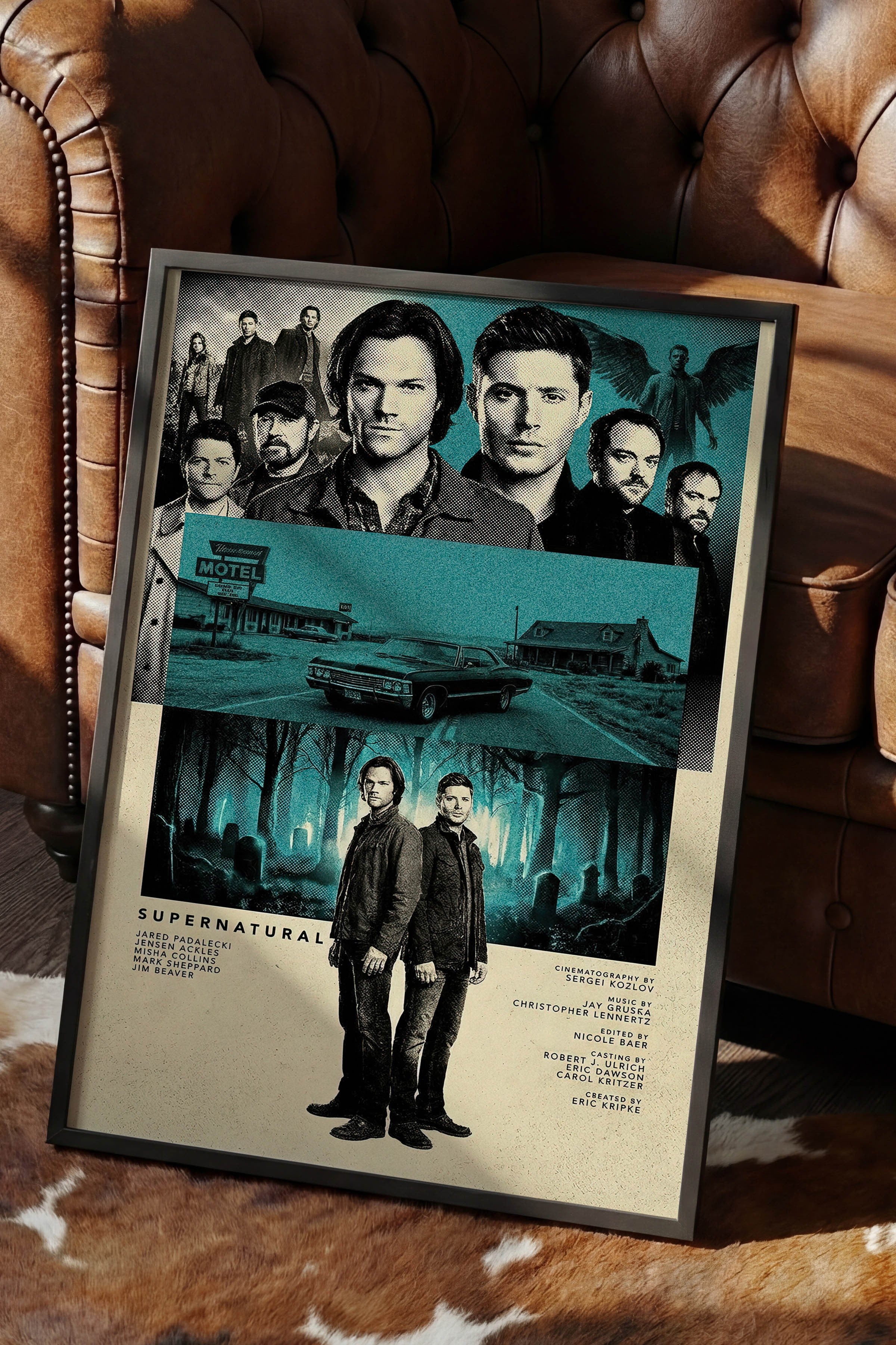 Supernatural Siyah Çerçeveli Poster, Sinema ve Dizi Tablo, Film Dizi Afişleri NO:112794