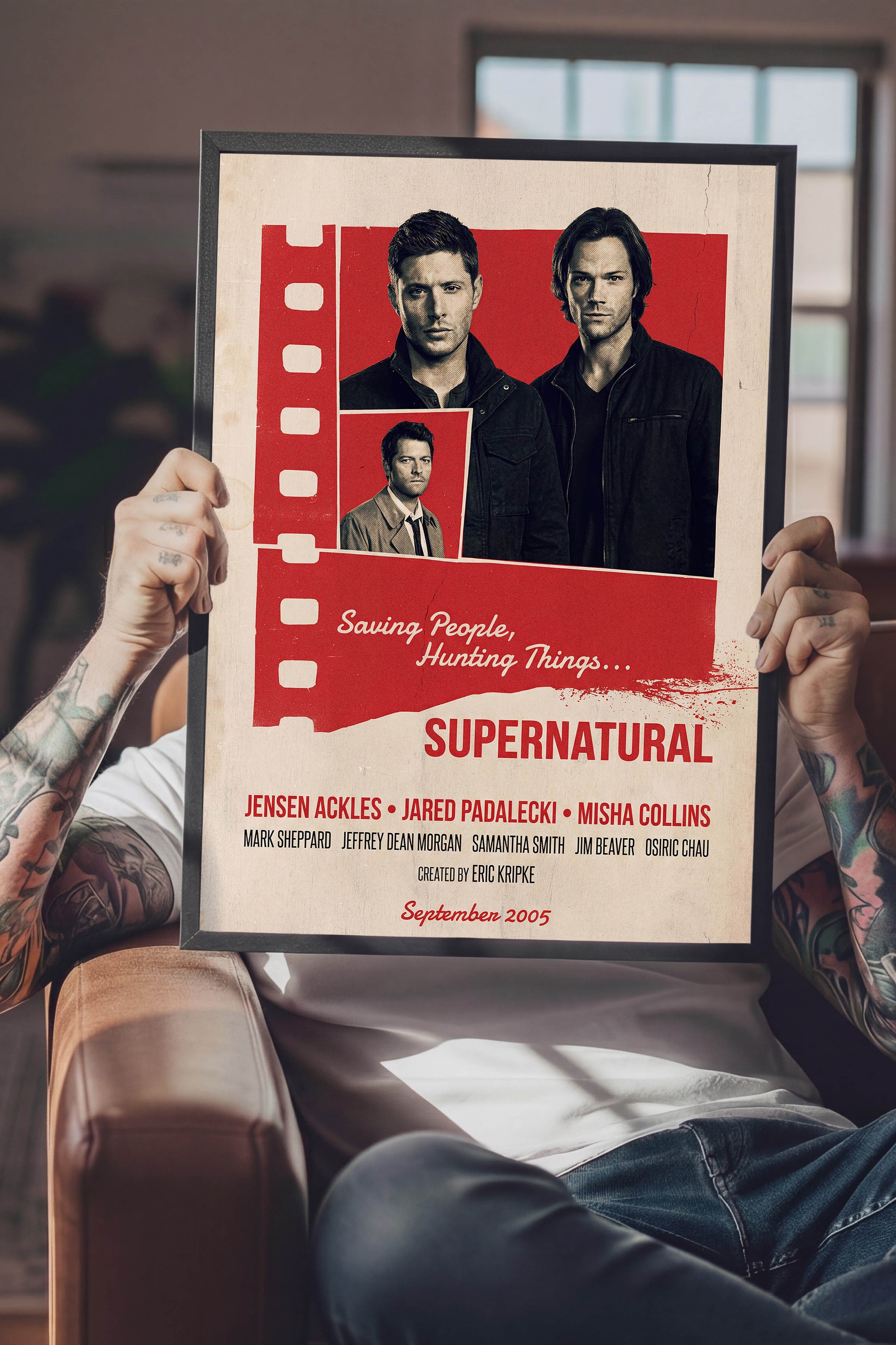 Supernatural Siyah Çerçeveli Poster, Sinema ve Dizi Tablo, Film Dizi Afişleri NO:112873