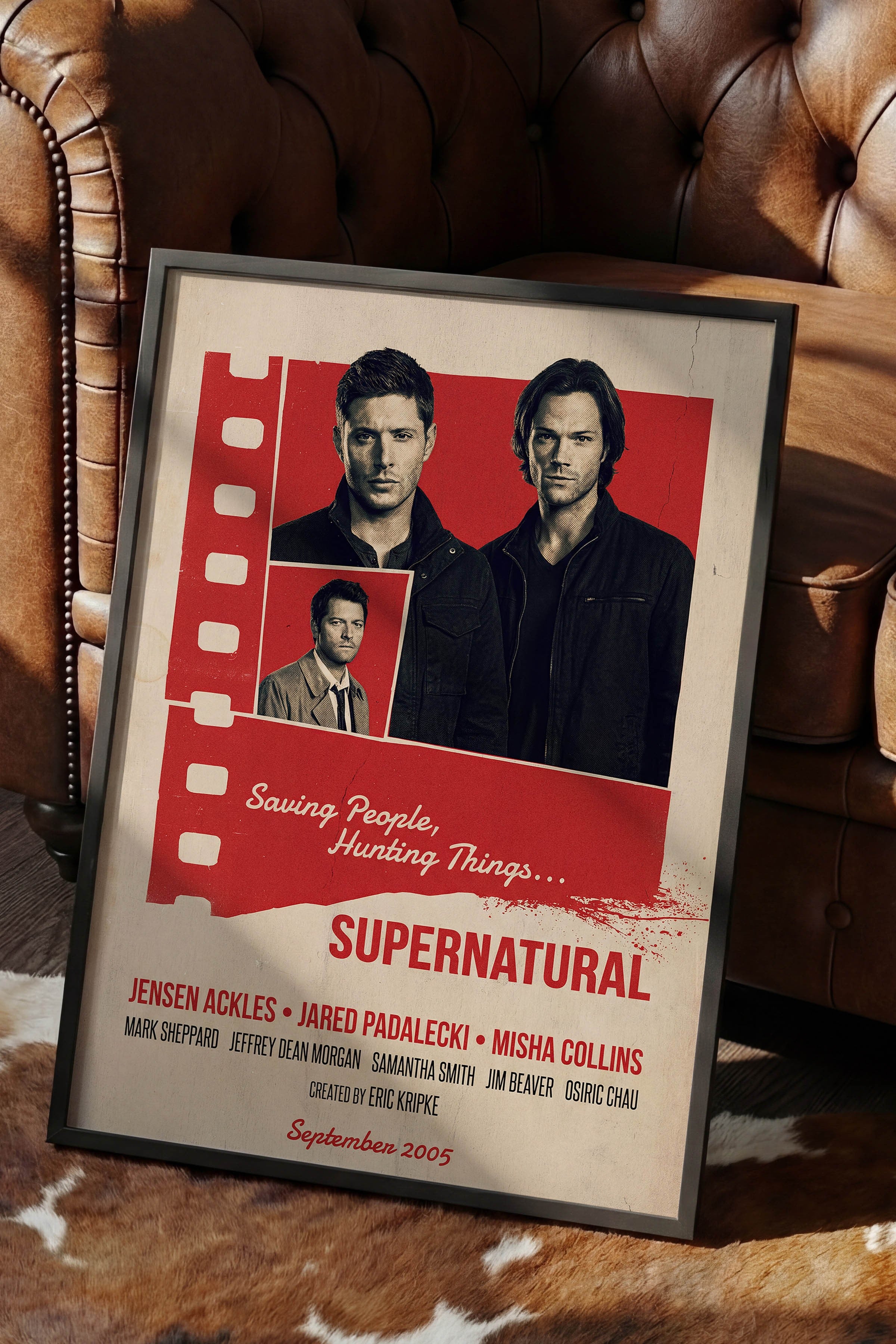 Supernatural Siyah Çerçeveli Poster, Sinema ve Dizi Tablo, Film Dizi Afişleri NO:112873