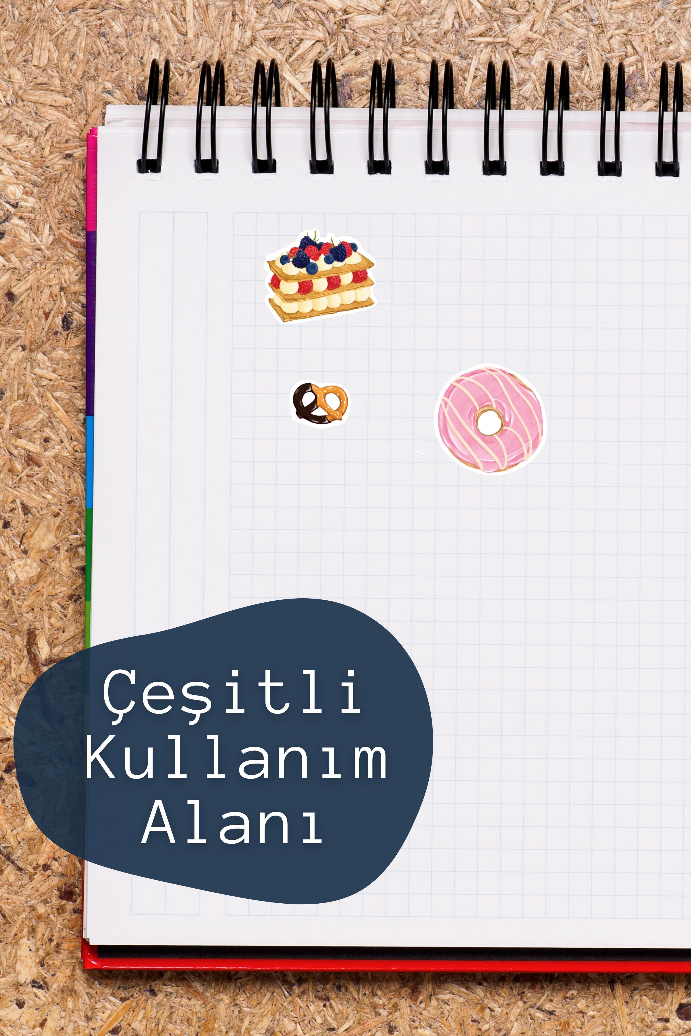 Tatlı Pastacı Etiket Seti, Büyük Boy, 8 Adet Su Geçirmez, Vintage Sticker, Laptop, Telefon, Valiz Uyumlu
