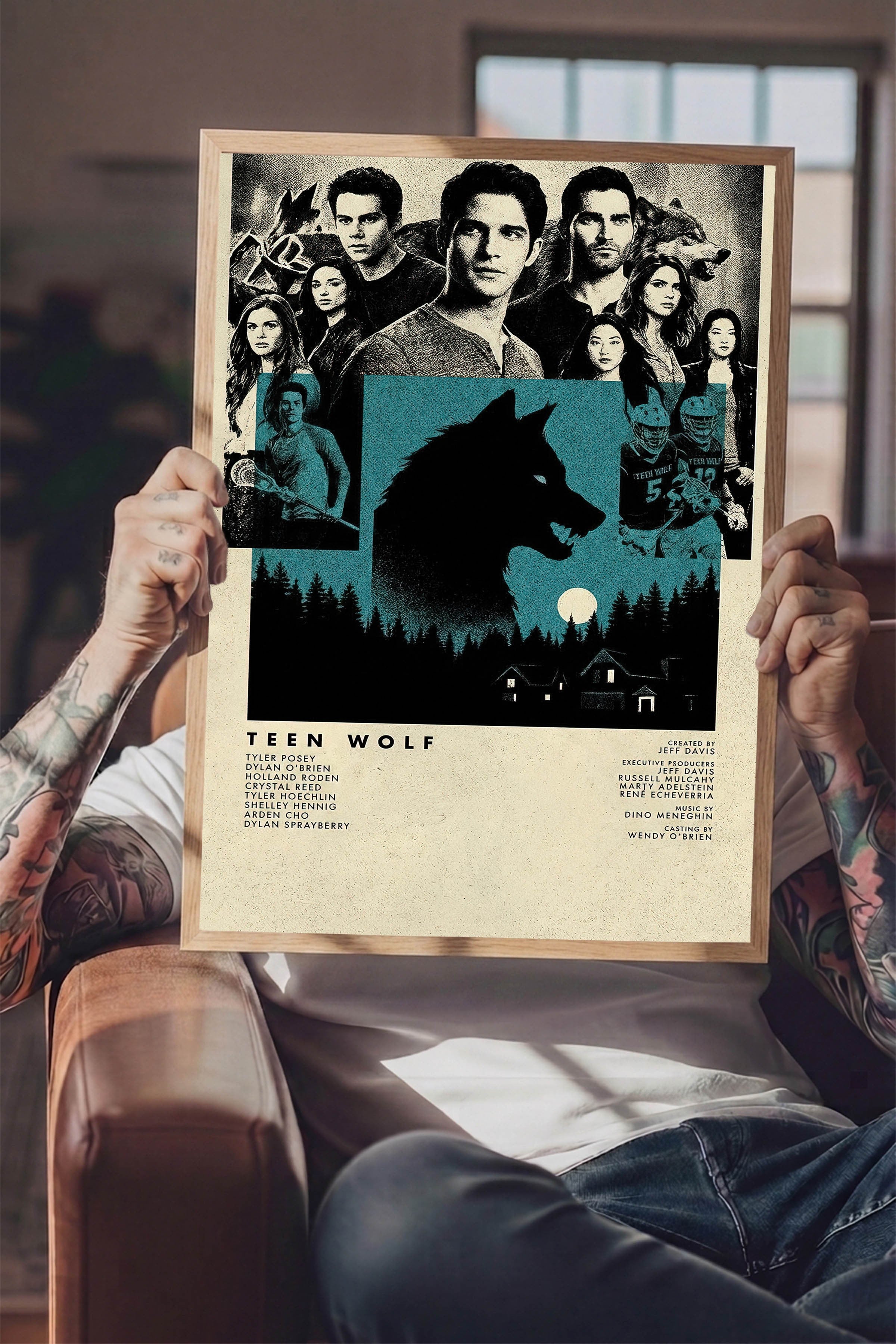 Teen Wolf Ahşap Çerçeveli Poster, Sinema ve Dizi Tablo, Film Dizi Afişleri NO:112798