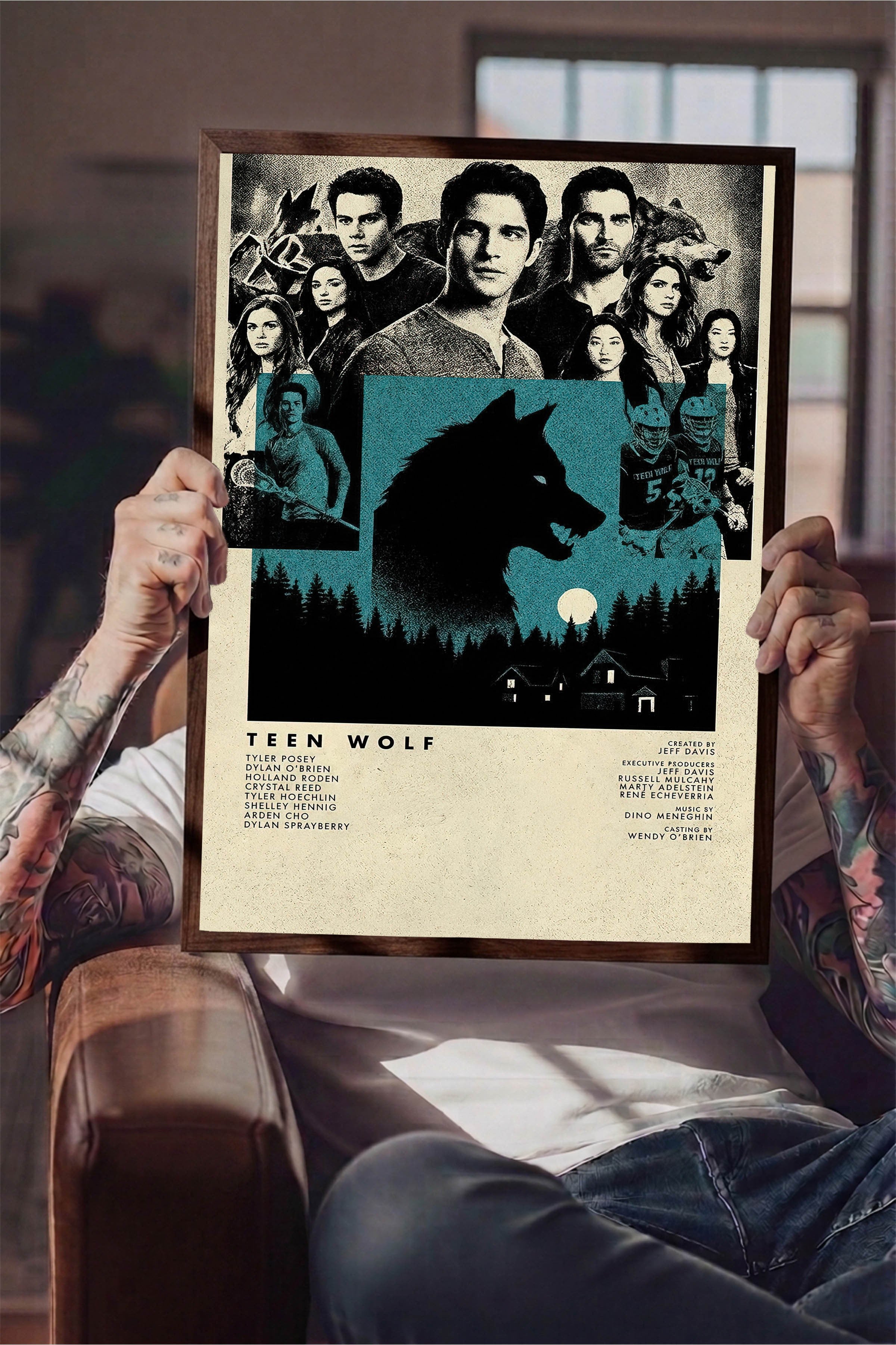 Teen Wolf Kahverengi Çerçeveli Poster, Sinema ve Dizi Tablo, Film Dizi Afişleri NO:112798