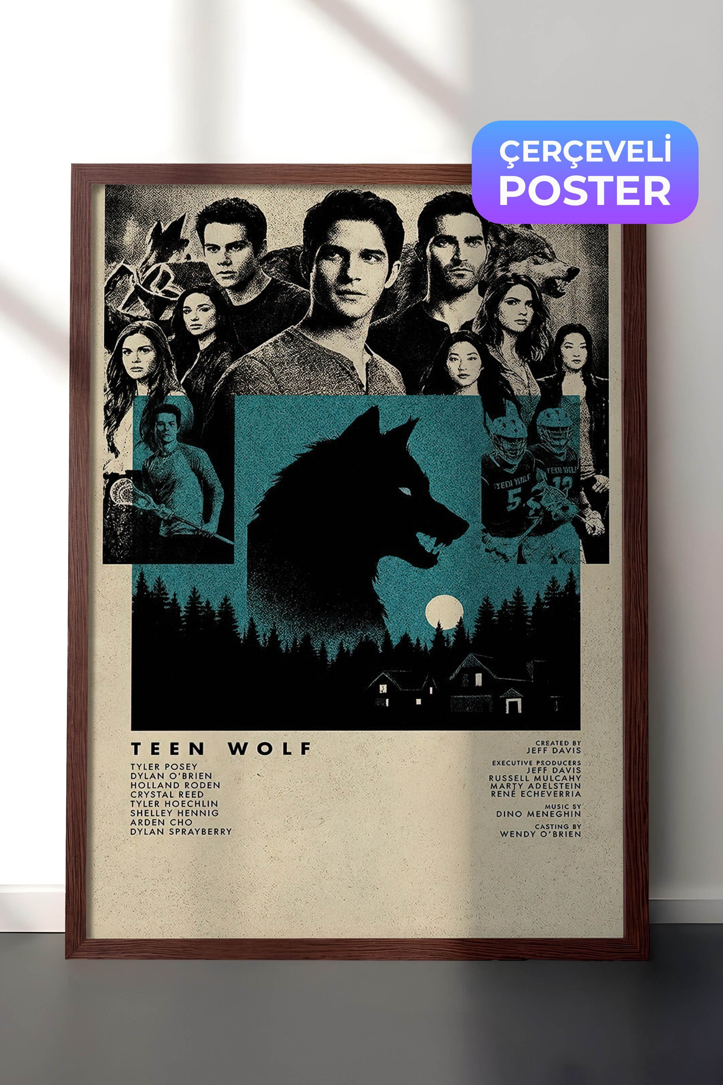 Teen Wolf Kahverengi Çerçeveli Poster, Sinema ve Dizi Tablo, Film Dizi Afişleri NO:112798