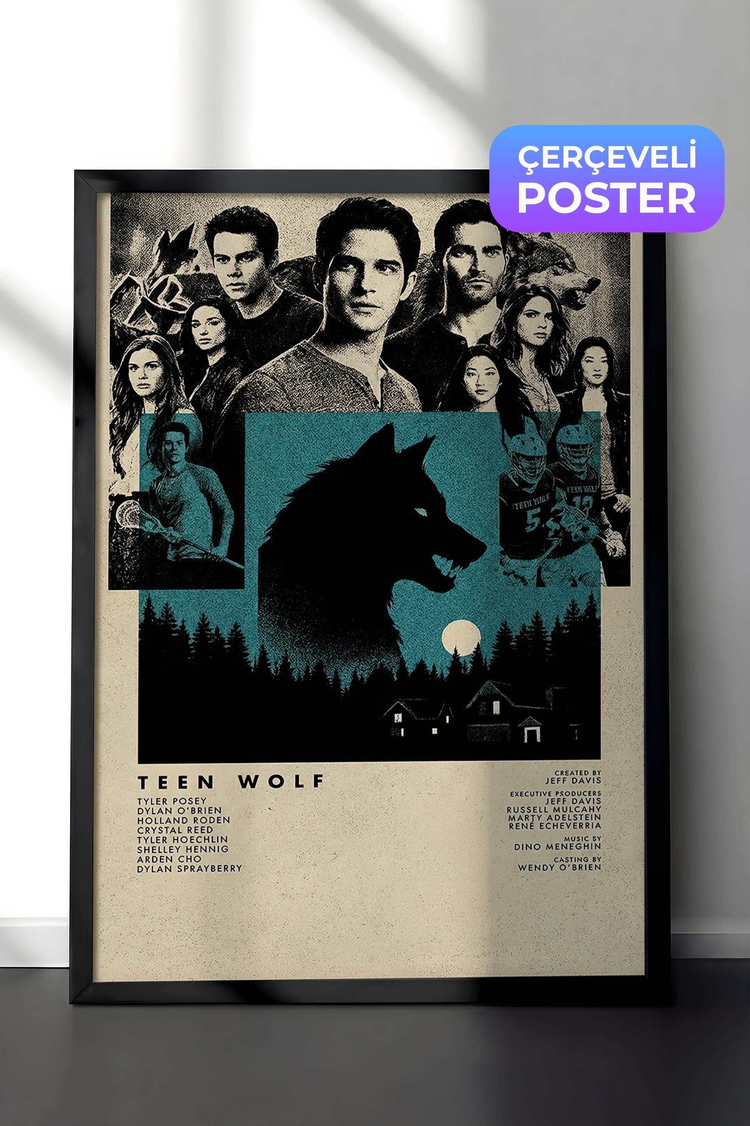 Teen Wolf Siyah Çerçeveli Poster, Sinema ve Dizi Tablo, Film Dizi Afişleri NO:112798