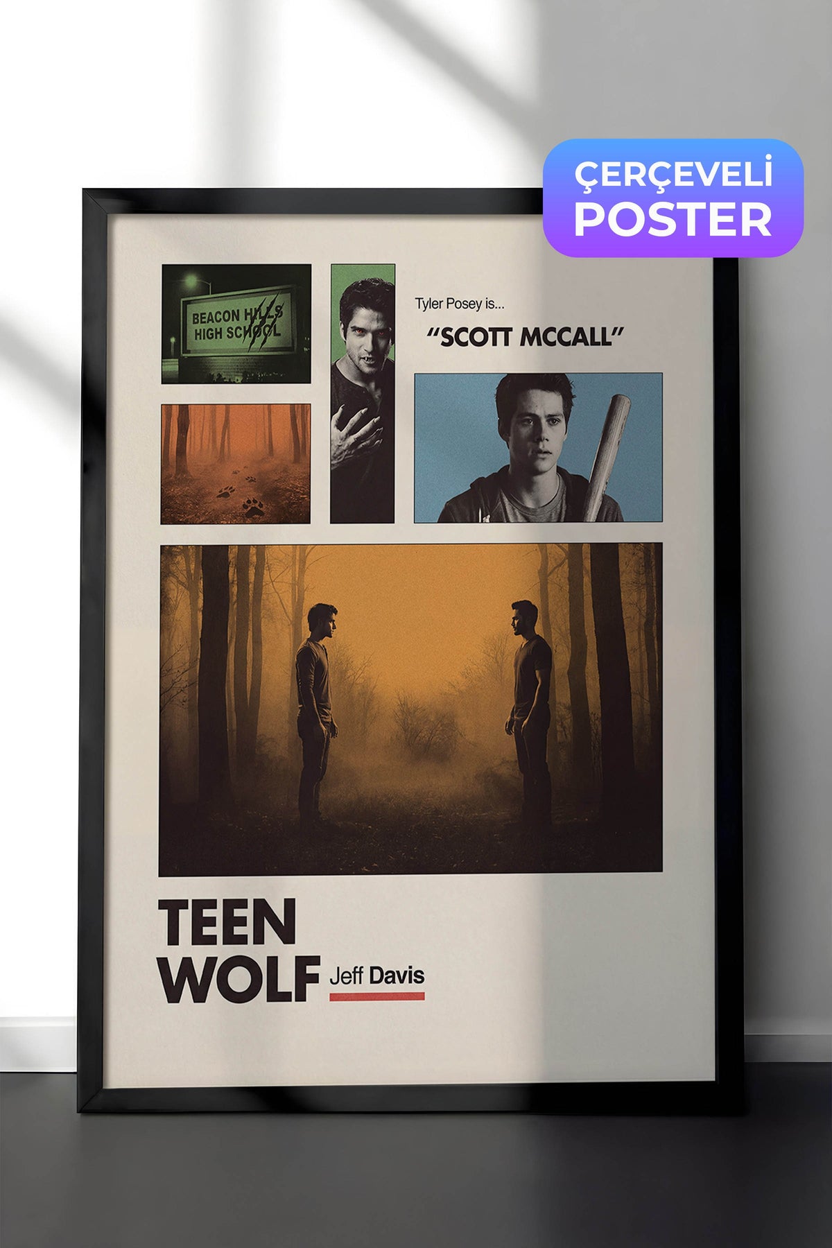 Teen Wolf Siyah Çerçeveli Poster, Sinema ve Dizi Tablo, Film Dizi Afiş